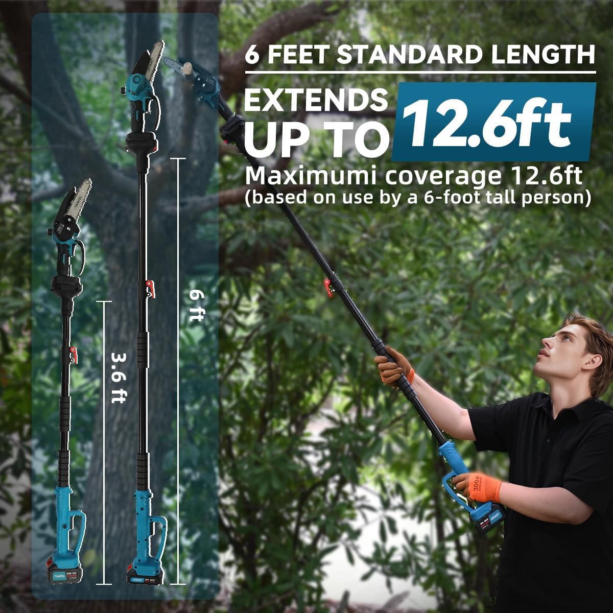 Electric Pole Saws for Tree Trimming,2-In-1 Mode Wireless Pole Saw for Cutting Branches and Wood,with Portable Bag and 2-20V 2A Battery