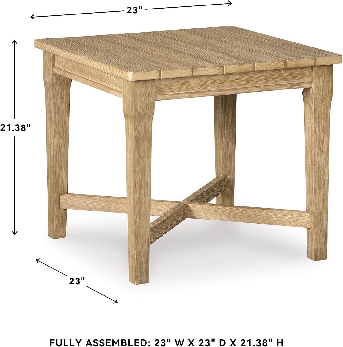 Signature Design by Ashley Outdoor Eucalyptus Carter Hall Patio End Table, Beige