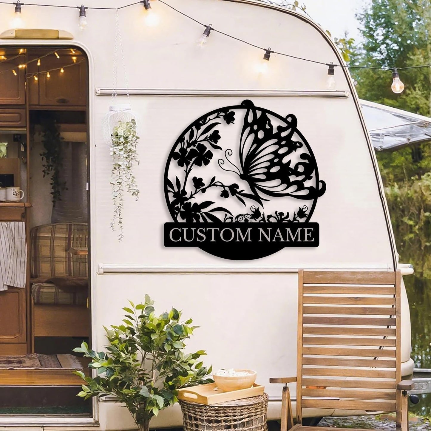 Custom Butterfly Metal Sign,Personalized Butterfly House Number Signs,Personalized Gardener Name Sign,Garden Patio Wall Decor (Style-3)