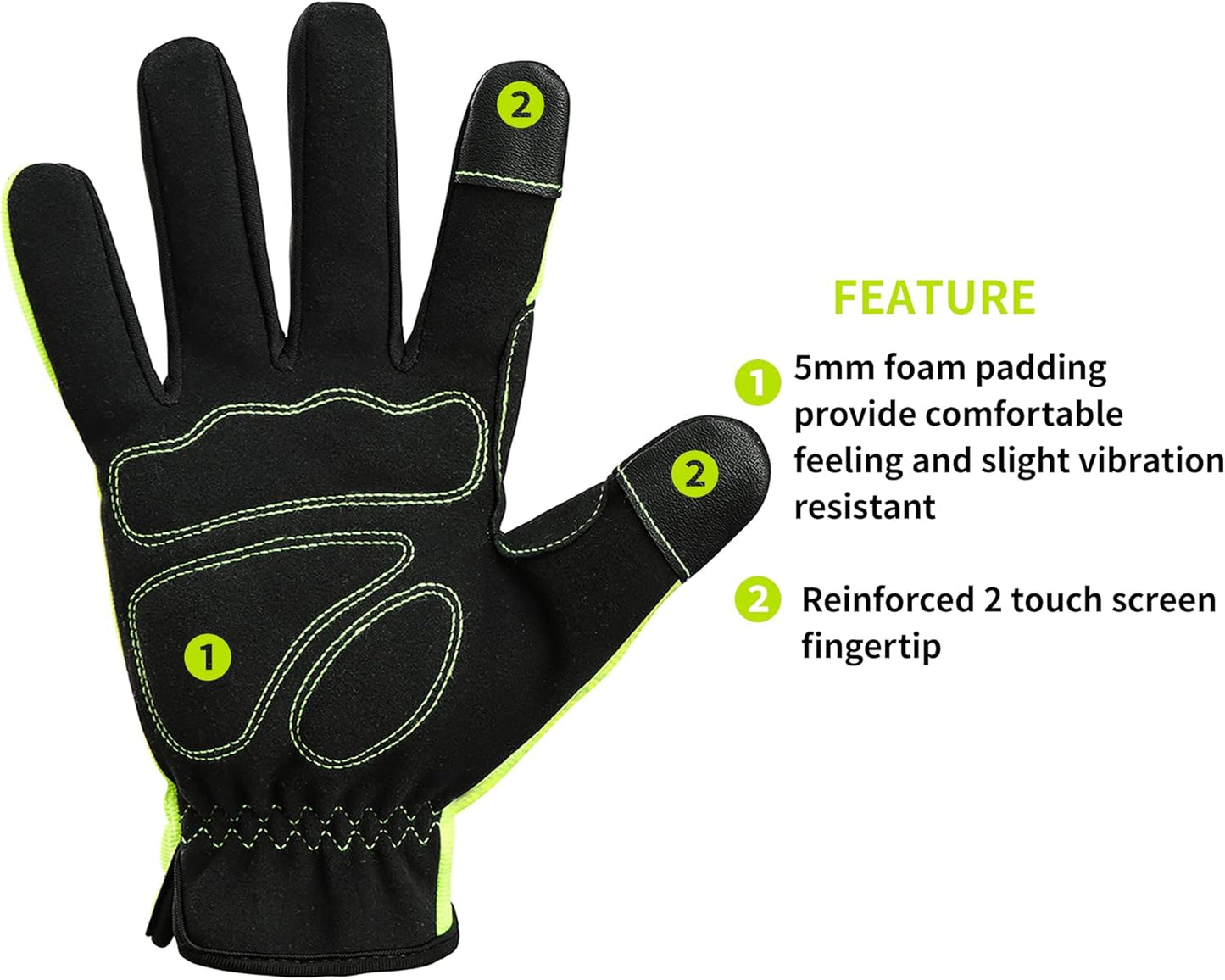 DULFINE High Performance Work Gloves For Men(3 Pairs Pack), Hi-Vis Yellow Color,High Dexterity Touch Screen For Multipurpose,Excellent Grip (Small)