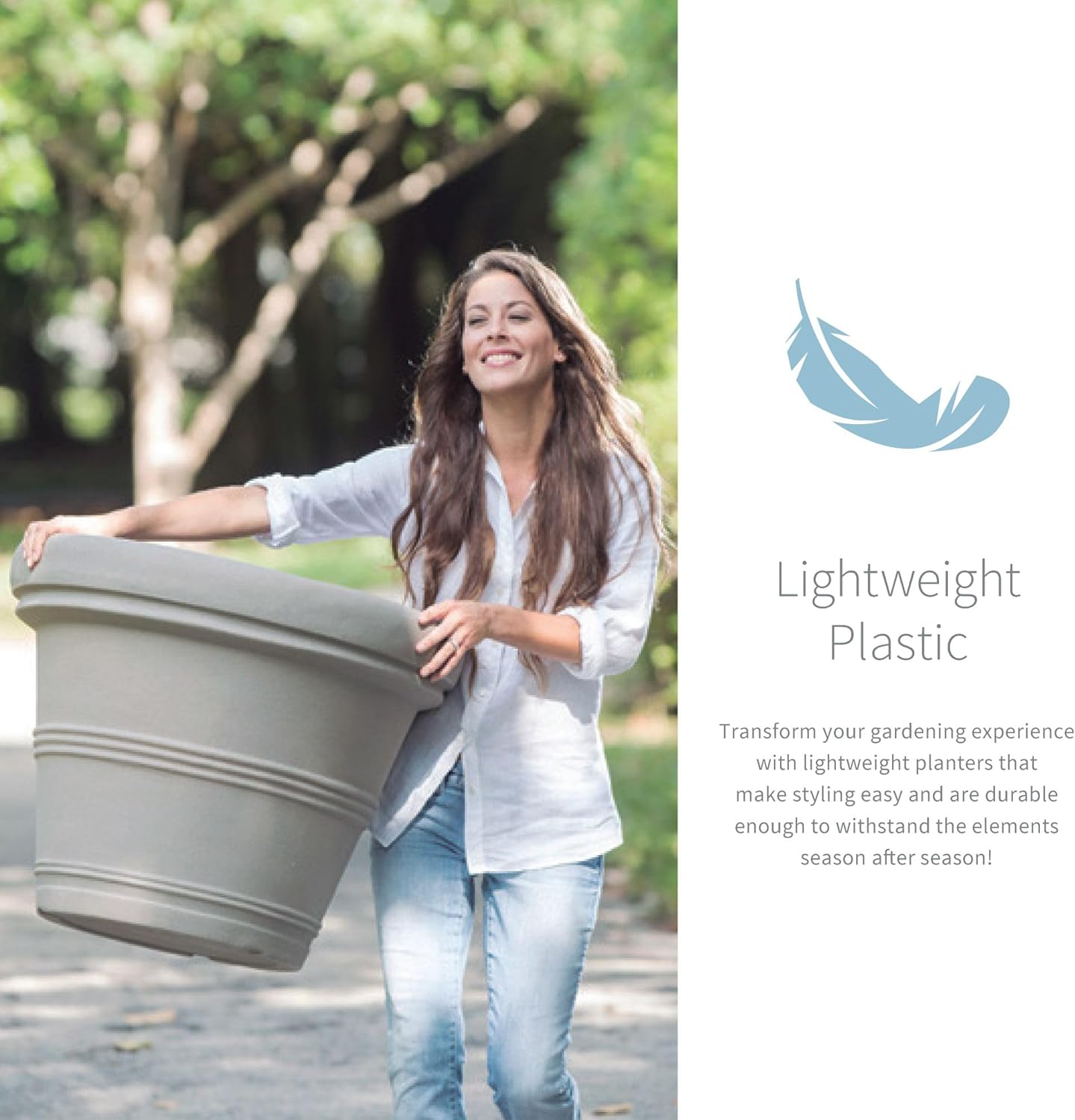 Crescent Garden Brunello Classic Rolled Rim Planter Pot, Indoor/Outdoor Weather-Safe Round Plant Pot, 16'' (Terracotta Color)