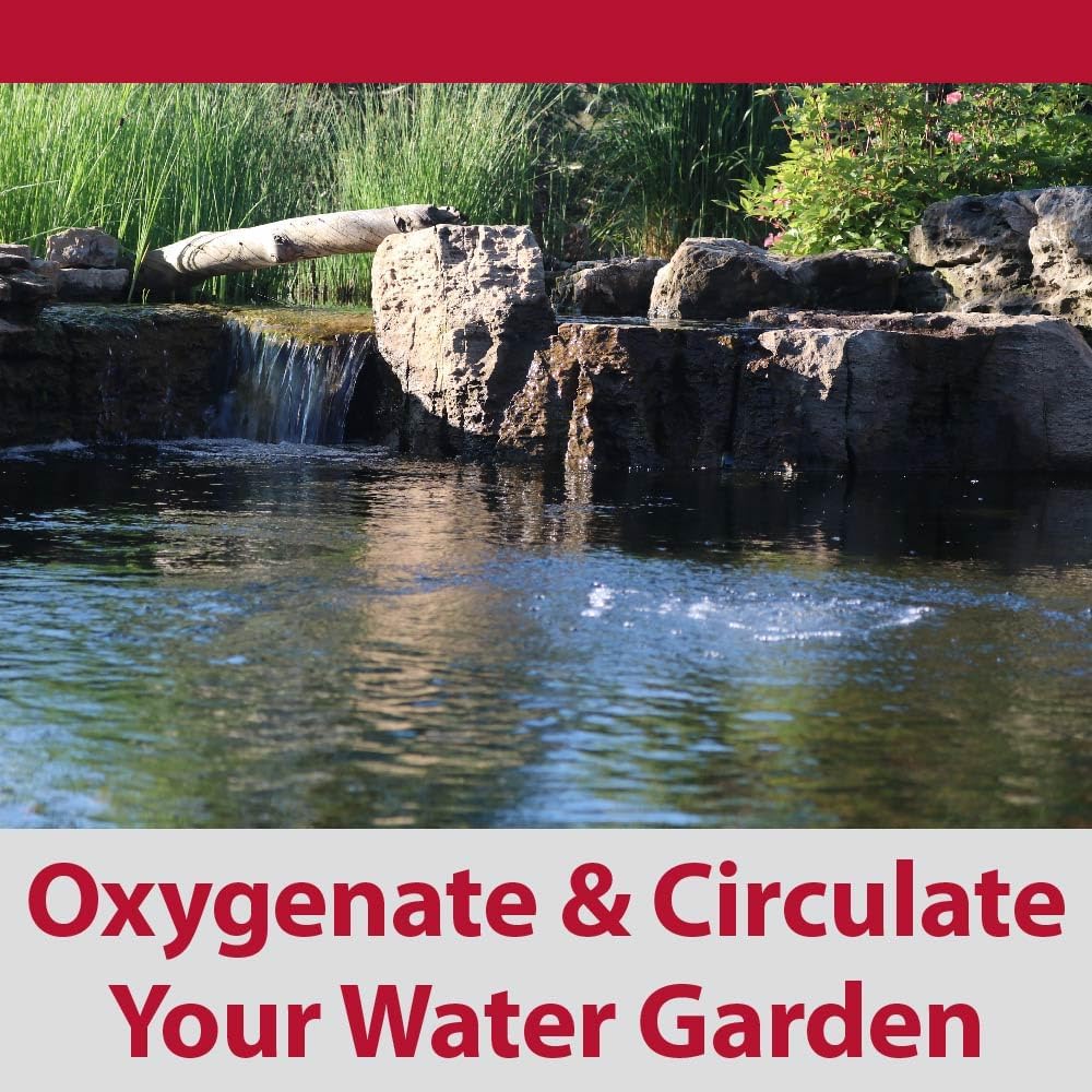 The Pond Guy Pond Aerator 1, Complete Aeration Kit, Add Oxygen to Koi & Fish Water Garden Ponds, Outdoor Diaphragm Compressor Pump, Air Line, Faux Grey Stone Rock Cover & 1 Submersible Diffuser Stick