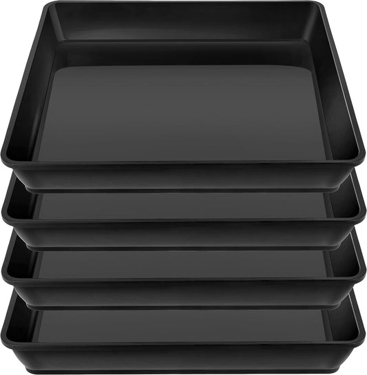 Square Plant Saucer 16 Inch 4 Pack, Heavy Plastic Plant Saucer,Deep Heavy Duty Plant Pot Saucers, Planters for Indoors and Outdoors Plants, Garden Large Plant Trays for Pots.