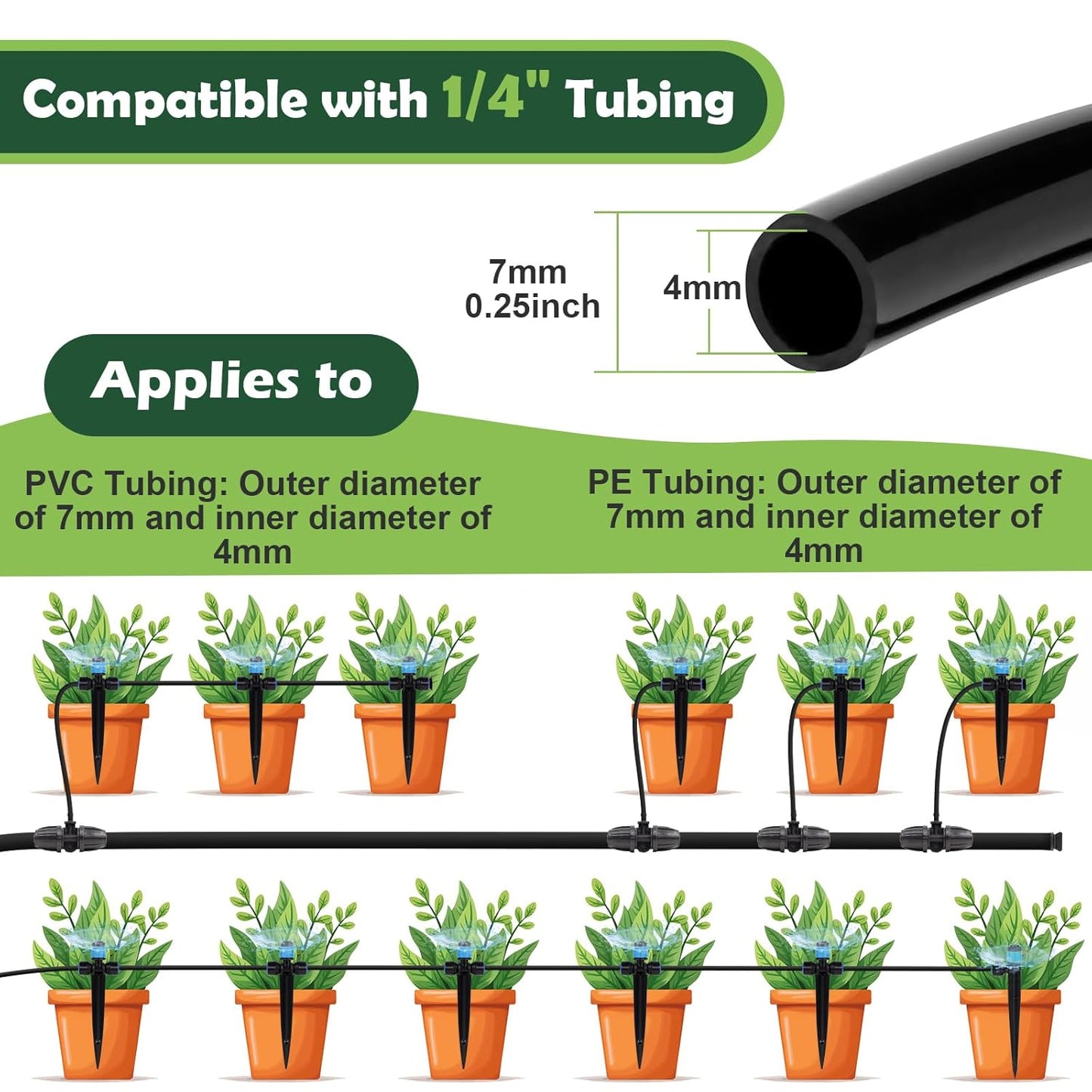 21PCS Adjustable Drip Irrigation Emitters(Fan-shaped) Kit-Quick Connect for 1/4" Tubing, Dual Adjustment System-Easy to Install Drippers for Precise Garden Watering of Vegetables,Shrubs&Flowers