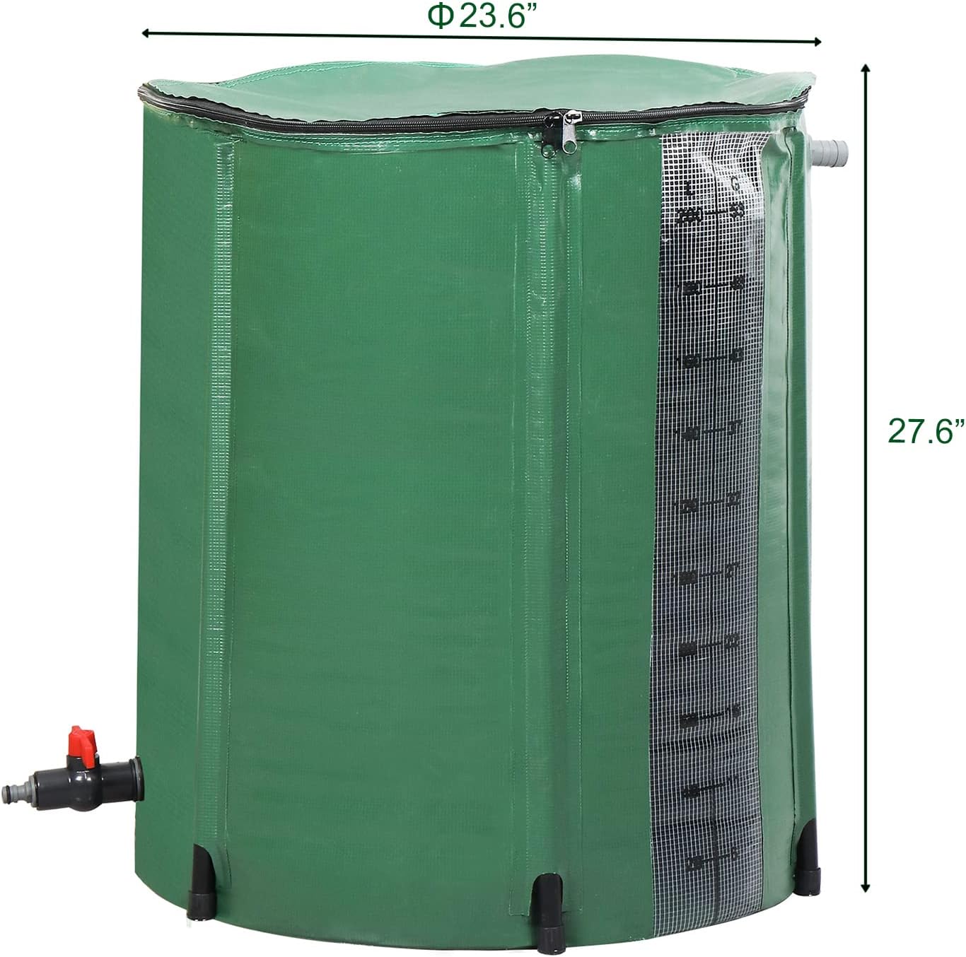 Collapsible Rain Barrel, 50 Gallon Portable Rainwater Collection System, Rain Catcher Barrel with Volume Scale Mark, Spigots and Overflow Kit, Rain Water Barrel Collector for Garden, Green