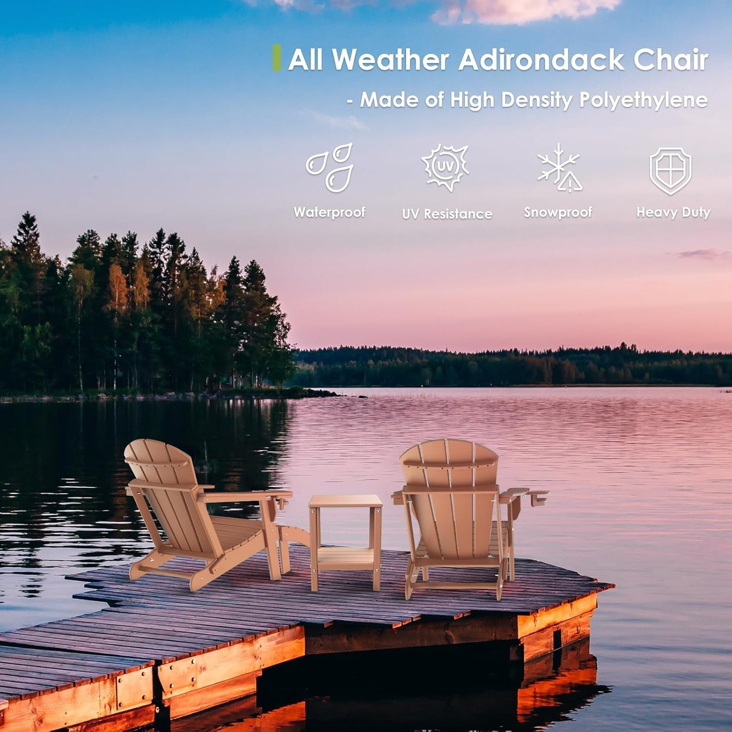 GREENVINES Folding-Adirondack-Chairs-Set-of-6 | HDPE Plastic | Fire Pit Chair | All Weather | Cup Holder | Teak | for Deck Backyard Patio Outdoor Garden