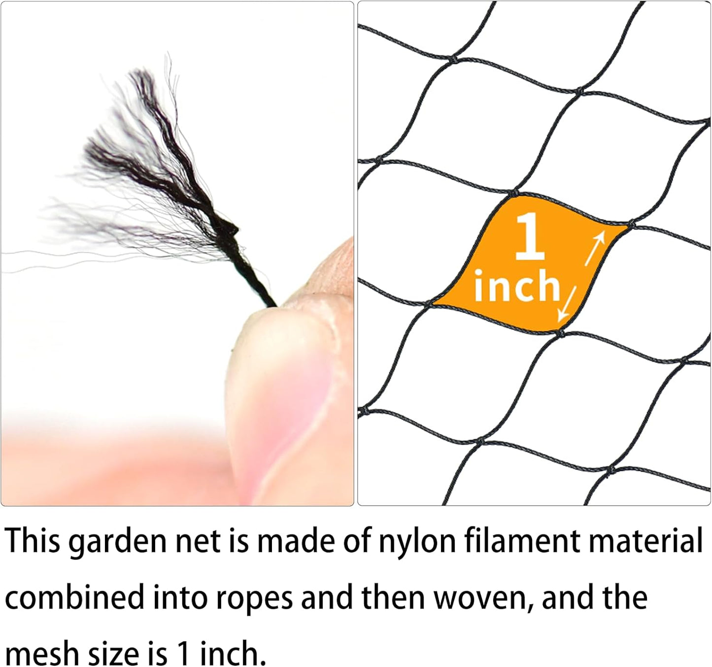 18 x 50 FT Bird Netting for Garden, 1" Square Mesh Size Heavy Duty Nylon Chicken Coop Netting for Blueberry Bushes, Fruit Trees and Vegetable Against Birds, Deer, Squirrels (18X50FT)