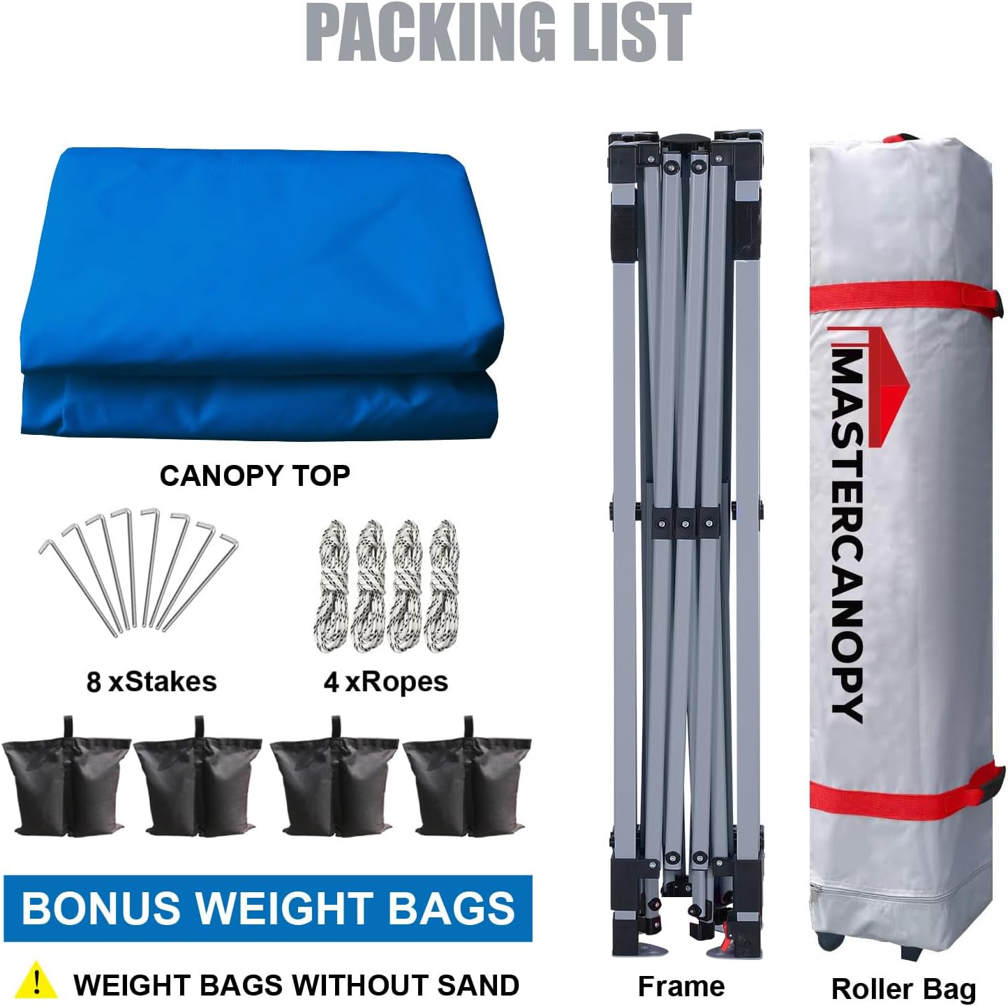 MASTERCANOPY Durable Pop-up Canopy Tent with Roller Bag (Blue)