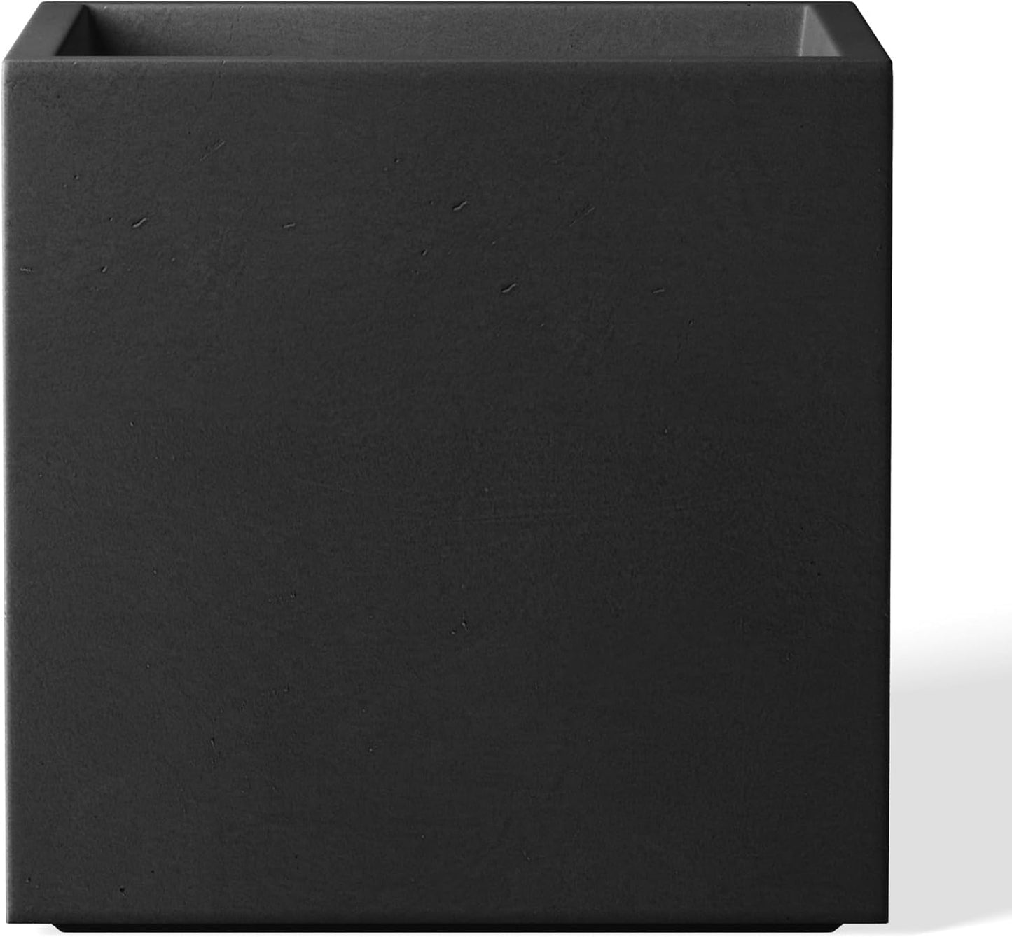 Kante 10 Inch Square Concrete Planter for Outdoor Indoor Home Patio Garden, Large Plant Pot with Drainage Hole and Rubber Plug, Black