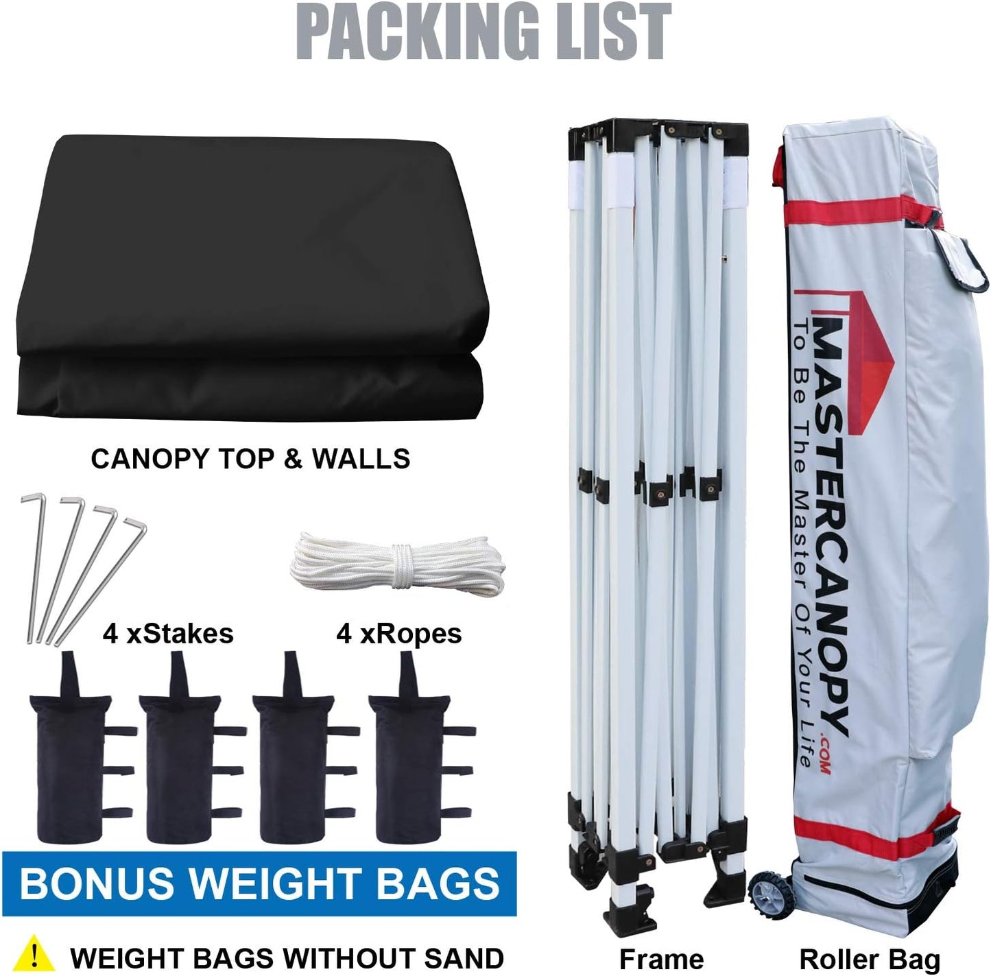 MASTERCANOPY Heavy Duty Pop-up Canopy Tent with Sidewalls (10x15,Black)