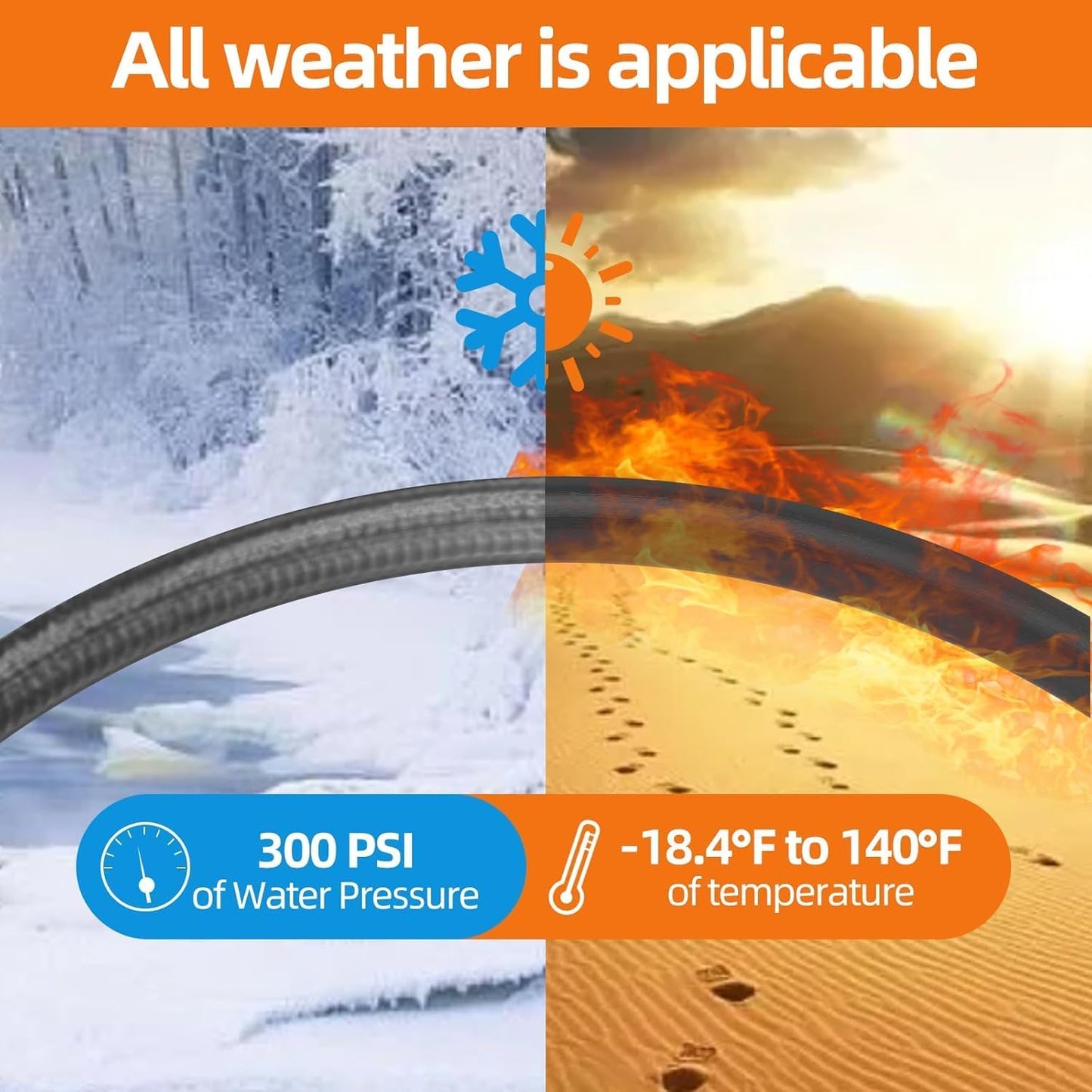 Garden Water Hose 150 ft x 3/4 in Heavy Duty, Flexible and Lightweight, Burst 600 psi, Kink-less Hybrid Rubber Pipe for Backyard, 3/4'' Brass Fittings, Black