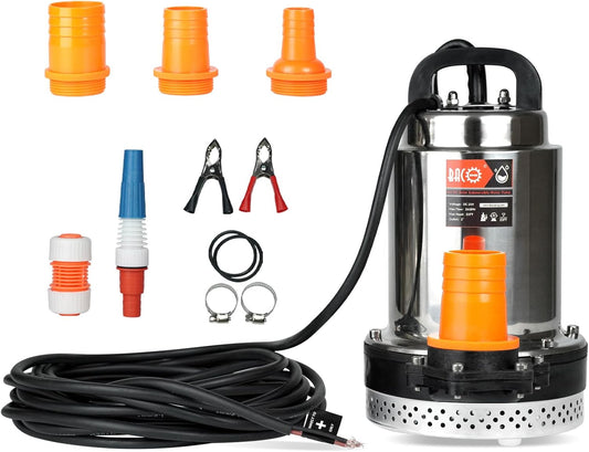 BACOENG DC 24V Solar Water Pump, Submersible Well Pump 23FT, 24GPM Lift for Farm & Ranch