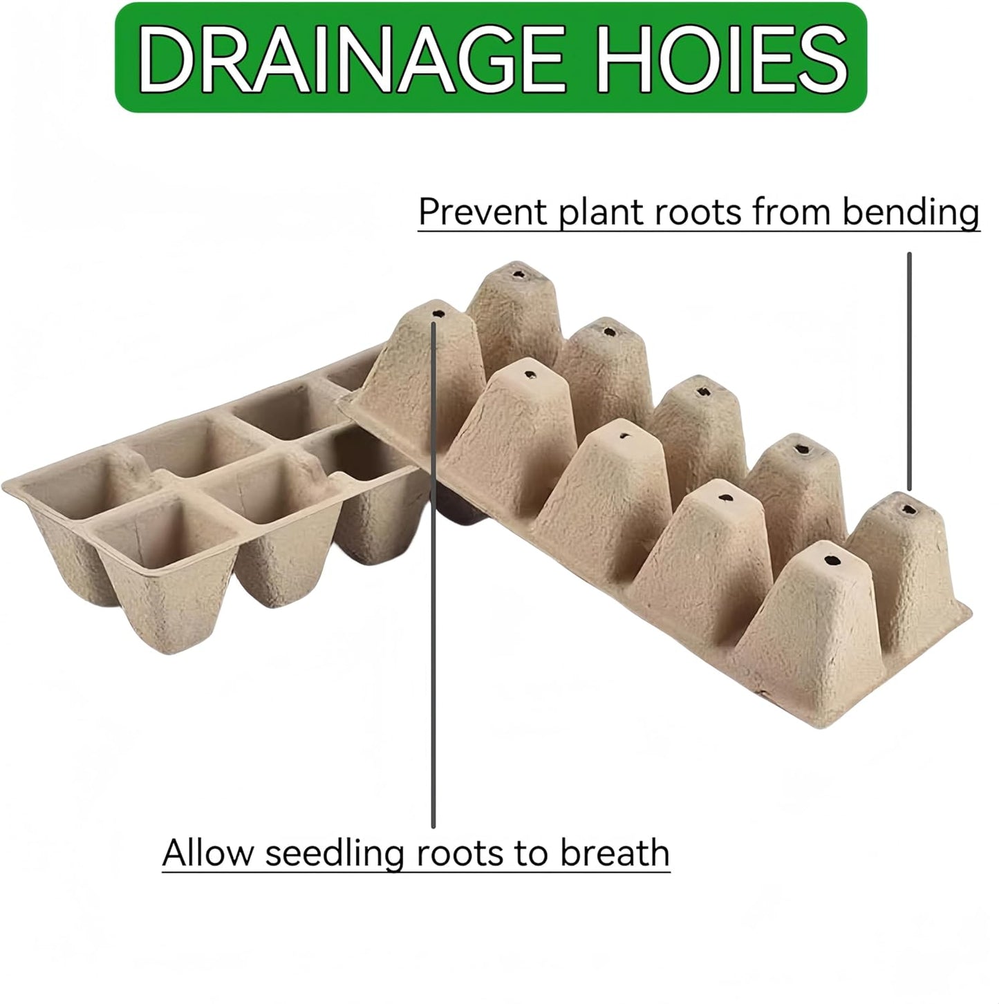 240 Cells Peat Pots Seed Starter Tray 24 Packs Biodegradable Seedling Pots Germination Trays Peat Pot for Seedling Organic Seed Starting Trays kit with 24 Labels 2 Transplant Tools
