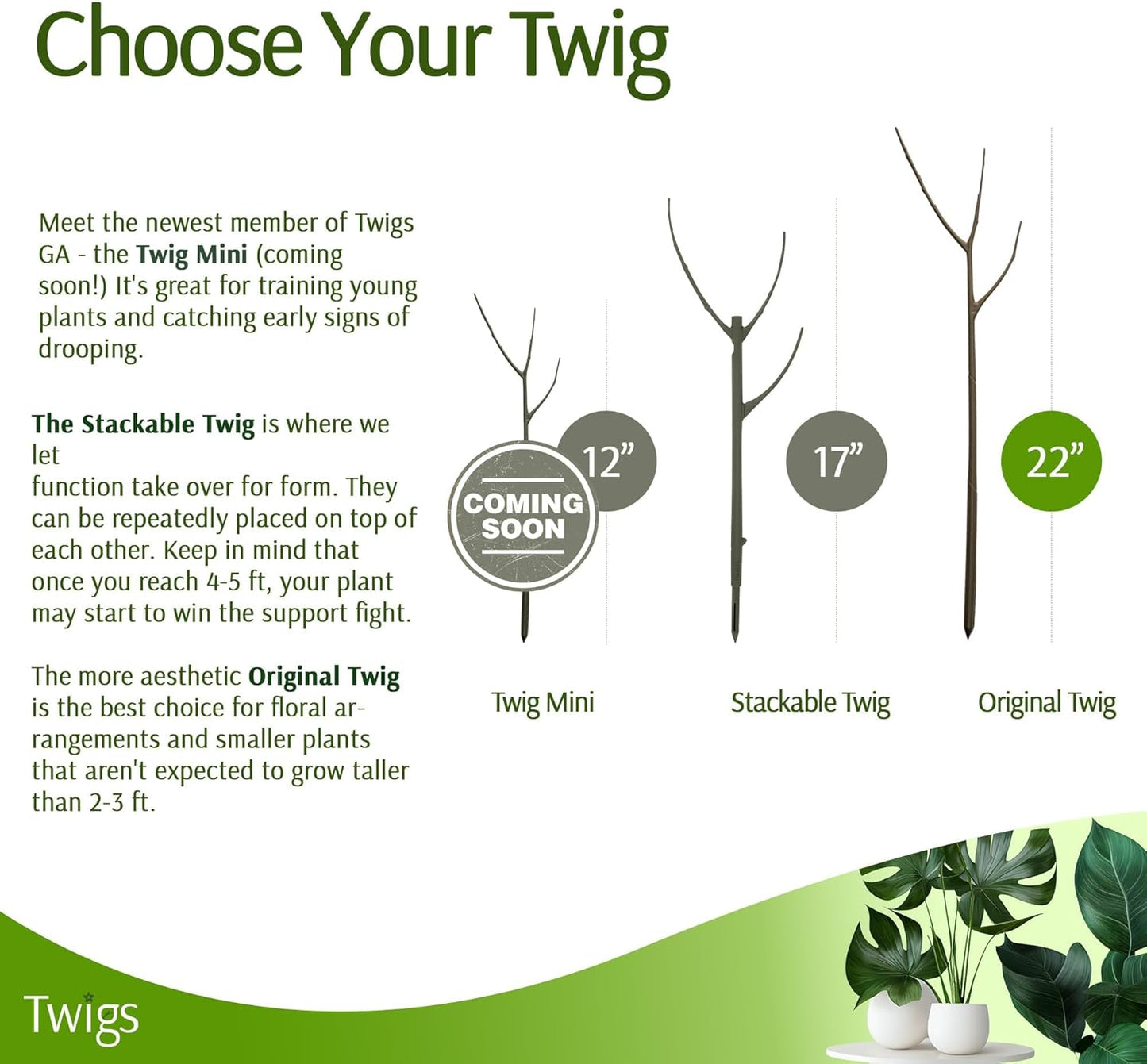 Plant Support Stakes, Stem Holder Structures for Indoor & Outdoor Use, Garden Accessories for Climbing & Potted Plants, Trellis Alternative - Moonstone, 10 Pack, 22" L, Original