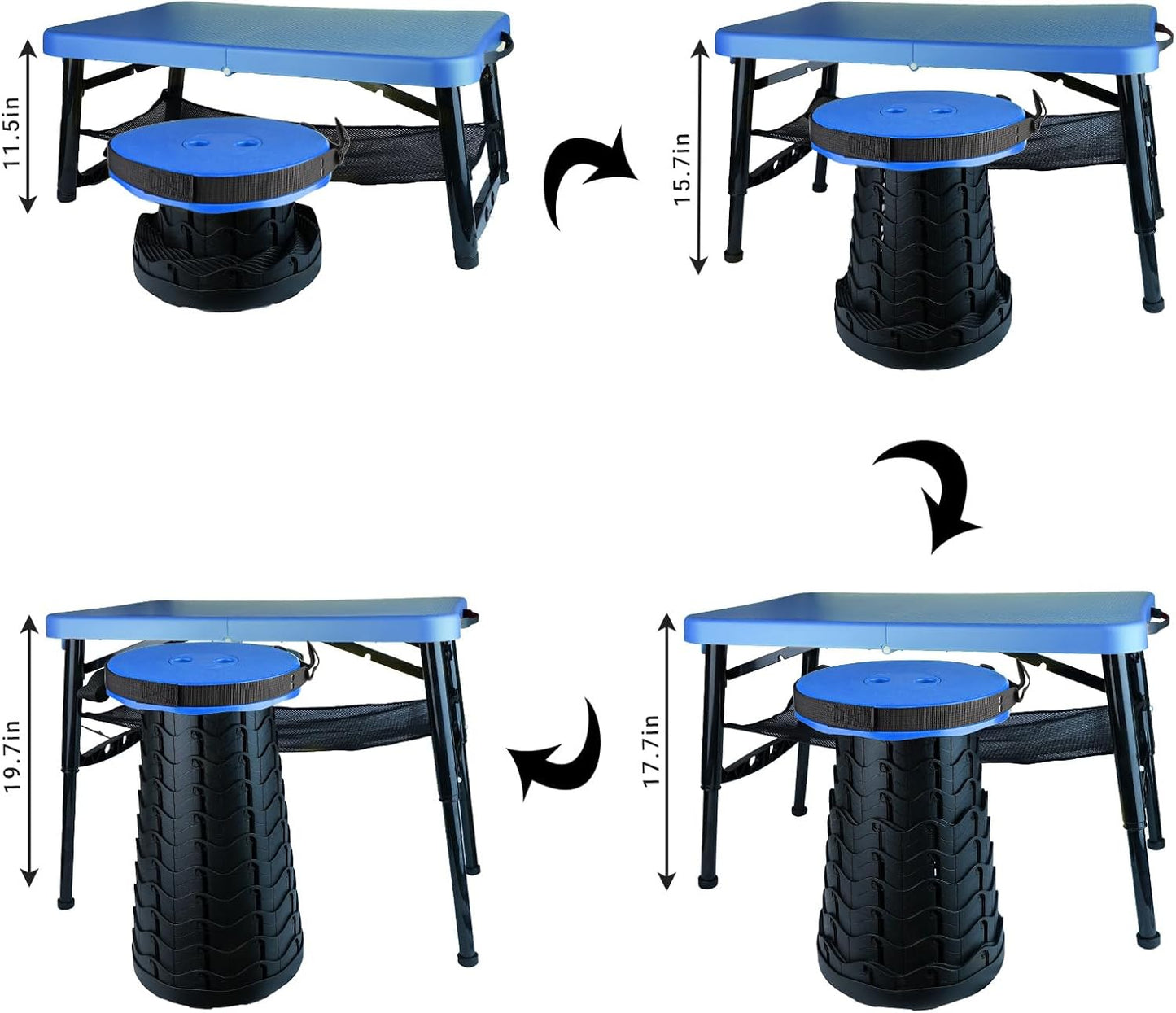 Small Folding Table, Adjustable Height, Camping & Picnic Table, 4 Foot Lightweight