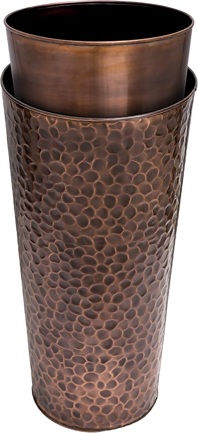 H Potter Large Tall Planter Pots Outdoor Indoor Copper Flower Decorative Set of Two GAR684 (Set of Two)
