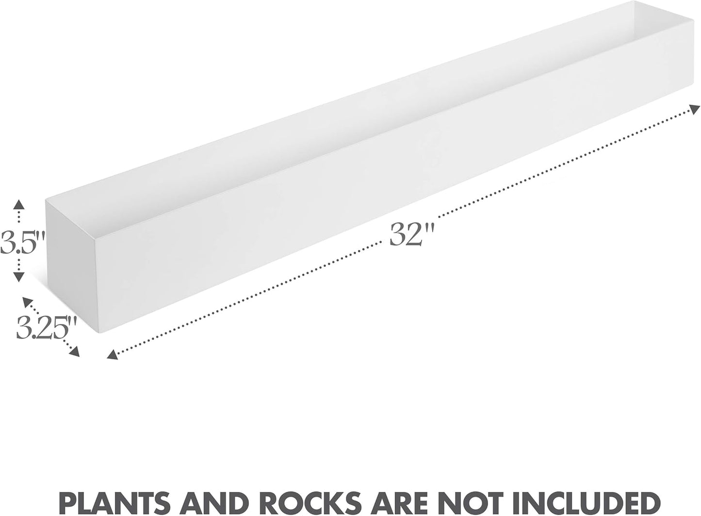 DR&Co Modern Rectangle Planter Box - 32" Metal Planter Ideal for Long Succulent, Rectangular Box for Table or Window Sill, Trough for Indoor Window, White