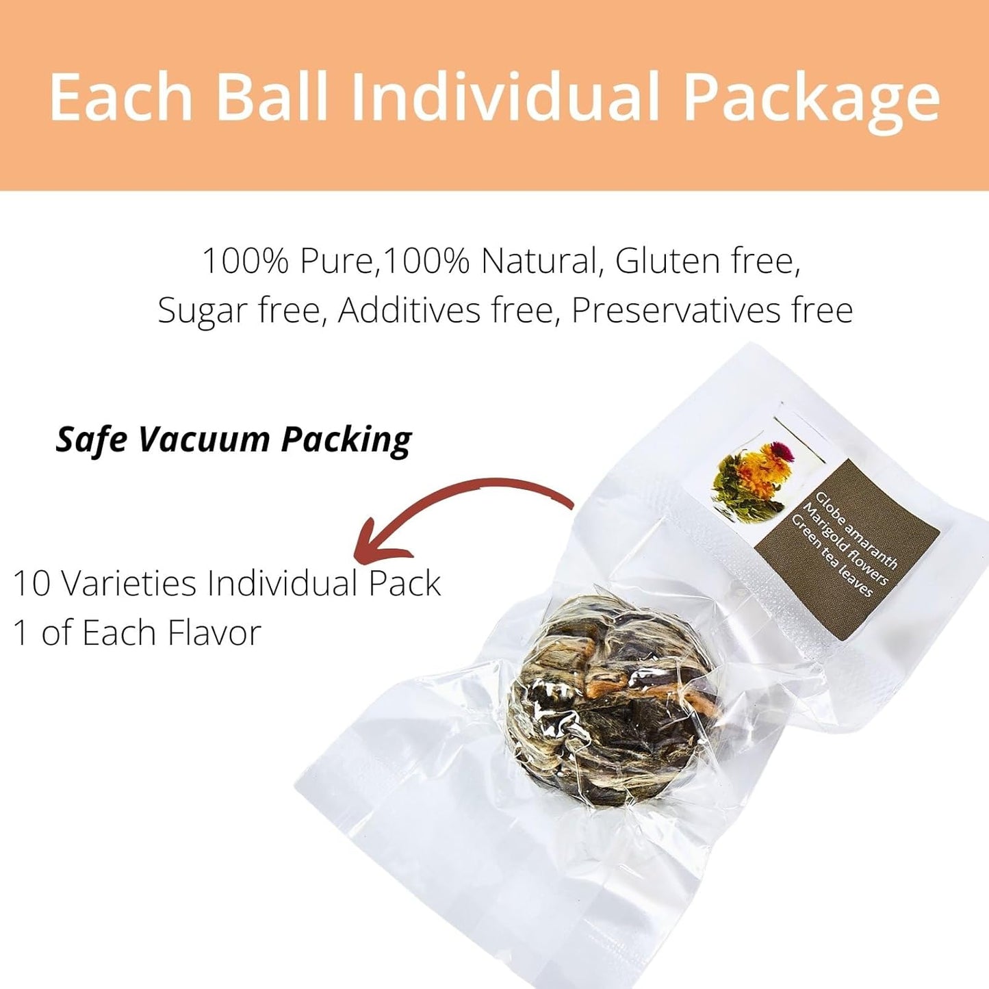 Blooming Tea Gift Set, 10 Unique Varieties Flowering Tea Balls, VitalForest Individual Packing Handmade Blooming Green Tea with Flowers for Anniversary, Valentine, Birthday