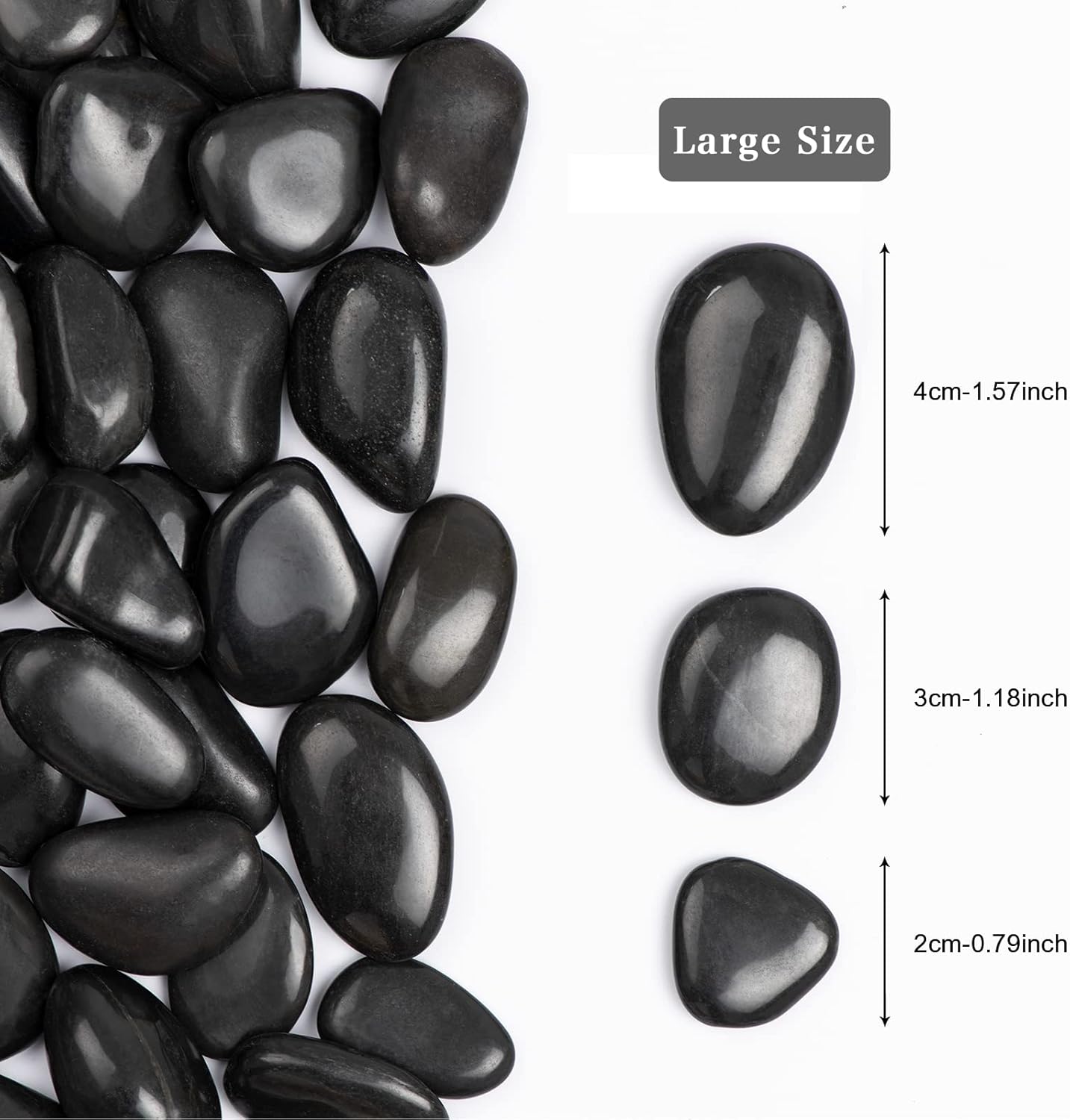5lbs Natural River Rocks, High-Polished Pebbles for Plants Garden, 1-2 inch Decorative Black Stones, Ideal for Fish Tank, Vases, Crafting, Home Decor and Garden Landscaping Rocks,Black