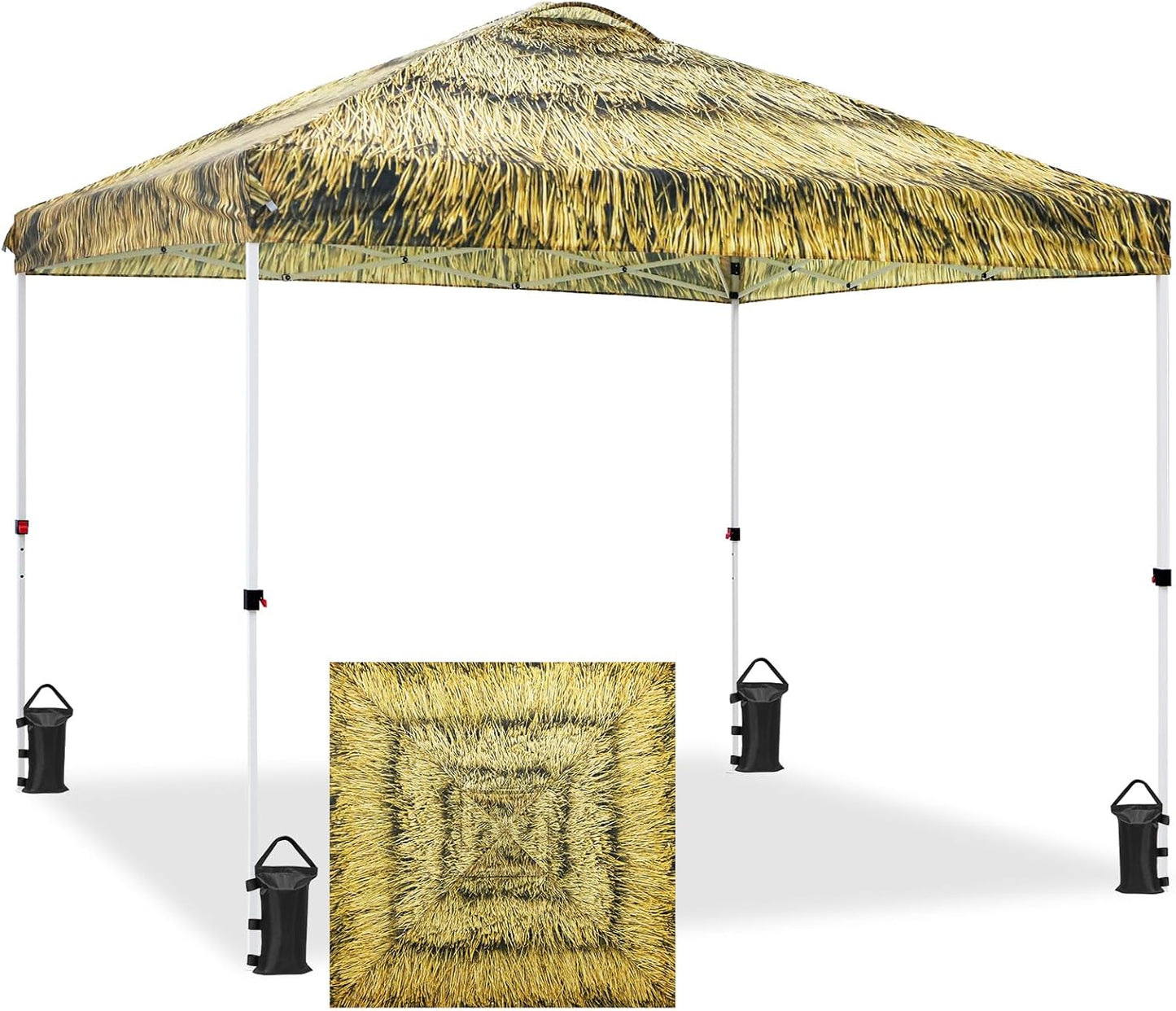 EAGLE PEAK Pop Up Canopy Tent with Wheeled Carry Bag, 8 Stakes, 4 Ropes, 4 Weight Bags, Easy Set Up Tent Canopy, 10x10 ft, 100sqft of Shade, Tiki