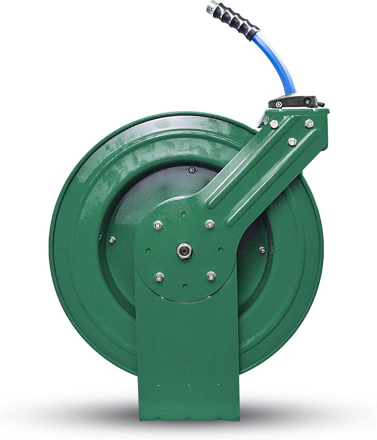 Auto Retractable Water Hose Reel with Hot & Cold Water Rubber Garden Hose, Spray Nozzle - Ultra Light, Super Strong with 6' Lead-in Hose (3/4” x 50’ Green)