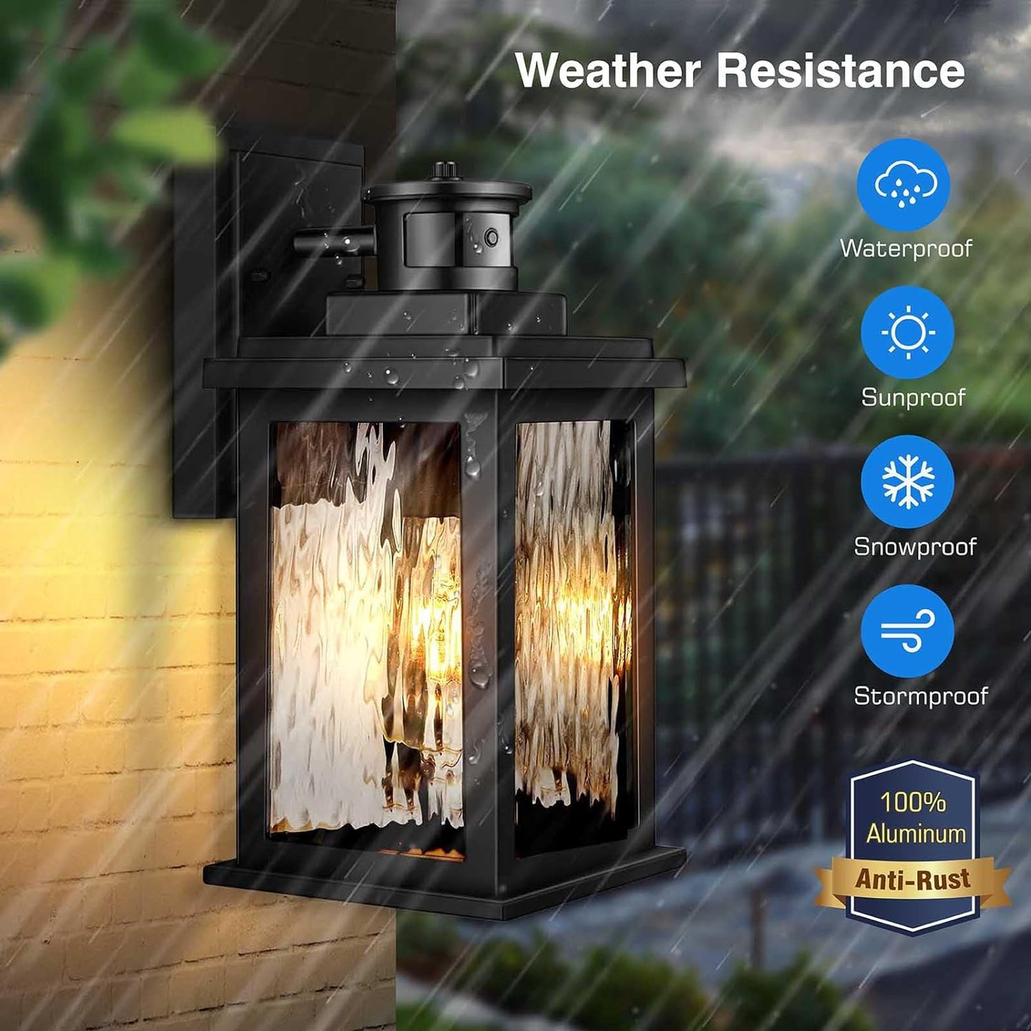 VIANIS Porch Lights Outdoor with Motion Sensor, Dusk to Dawn Outdoor Wall Lights Lantern, Anti-Rust Matte Black Outside Light Fixture Sconce for House, Patio, Garage, Waterproof