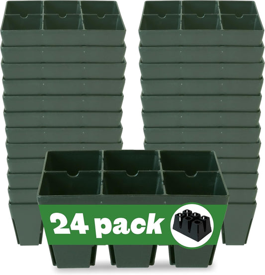 Epic Gardening Reusable Seed Starter Tray - 6 Cell/24 Seedling Starter Trays - Easy Watering, Indoor Greenhouse, Plant Starter, Gardener-Friendly for Seedlings | UV-Treated & BPA-Free - Sage Green