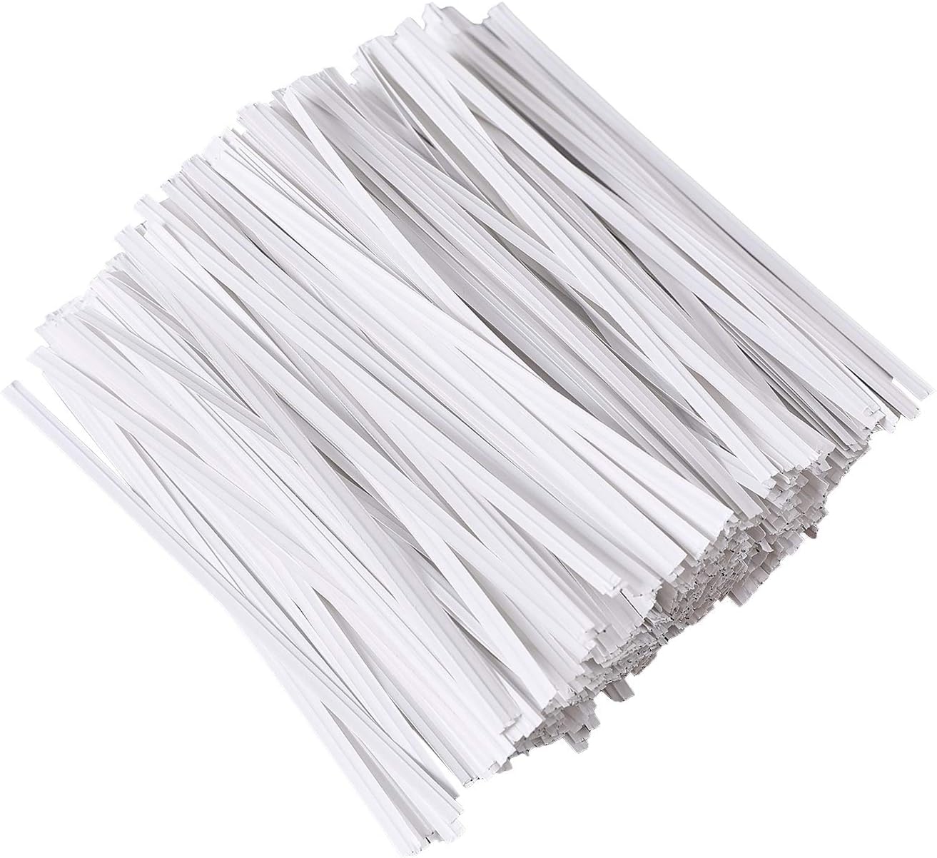 500 Pcs 5" White Paper Twist Ties Reusable Bread Ties, for Party Cello Candy Bread Coffee Bags Cake Pops