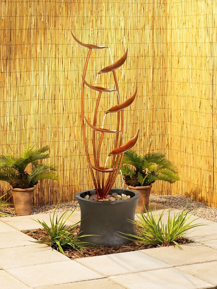 Ashton Tiered Copper Leaves 41" High Large Modern Indoor Outdoor Decor Resin Floor Fountain Standing Waterfall Cascading Water Feature for Outside Garden Patio Yard Backyard Porch - John Timberland
