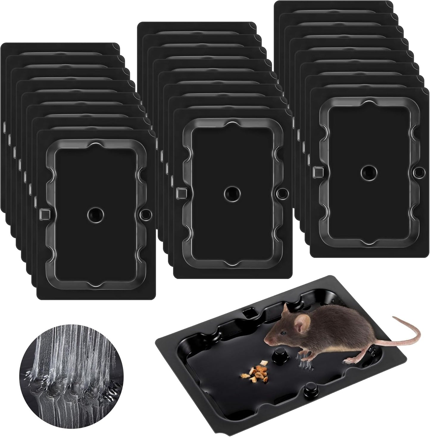 Qualirey 24 Pack Mouse and Insect Glue Traps, Strong Sticky Mice Traps Indoor for Home, Pre Scented Rodent Pads with Non Toxic Glue for House Garage, Ready to Use, Safe to Children and Pets (Black)