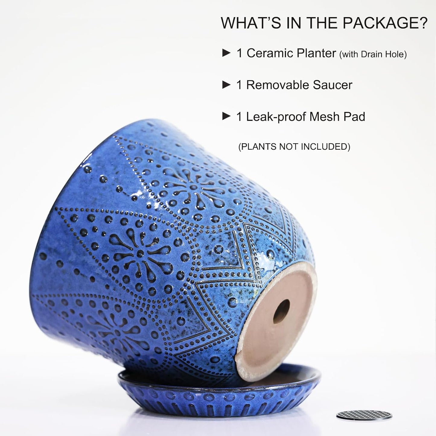 Gepege 8 Inch Plant Pot for Indoor Plants, Ceramic Planter with Drainage Holes and Saucers Large Flower Pot