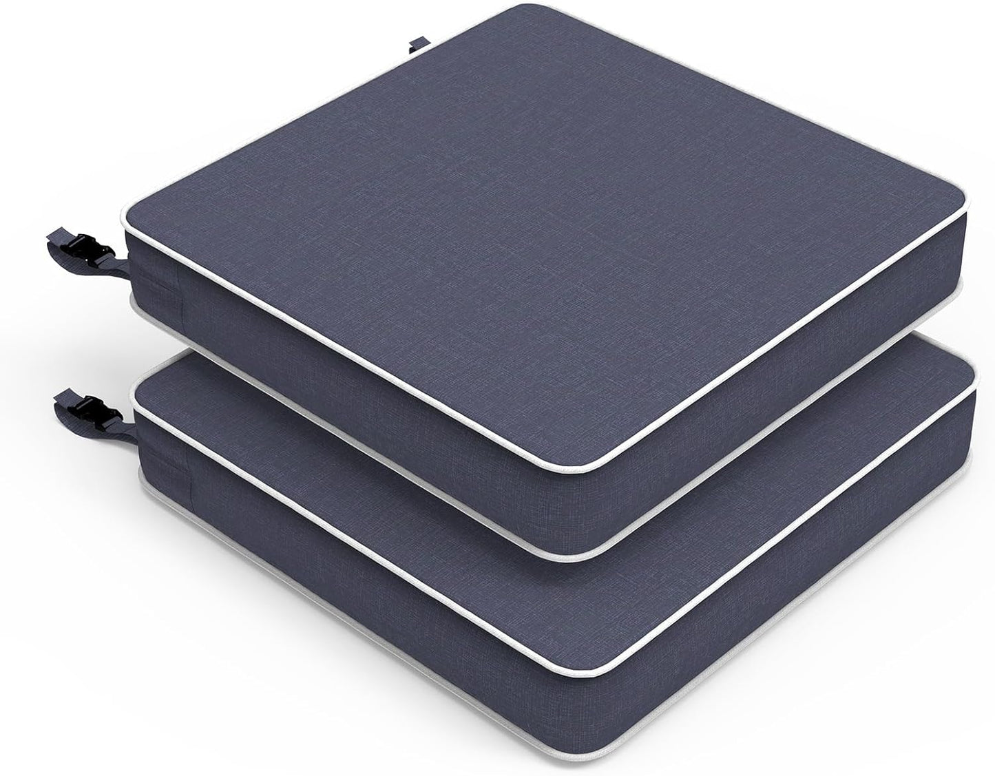 LVTXIII Patio Chair Cushions 22"x22"x3", Water-Repellent Outdoor Seat Cushions for Patio Furniture, Square Chair Pads with Ties for Home Garden Decoration, Set of 2, Textured Navy