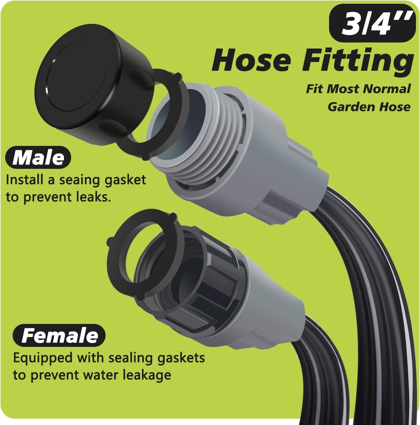 Sprinkler Hose with Holes 75 Ft (25 ft 3pack), Flat Soaker Hose 75 ft with Garden Staples and Splitters, Drip Line Irrigation Hoses for Lawn, Vegetable Watering Hose (75 ft)