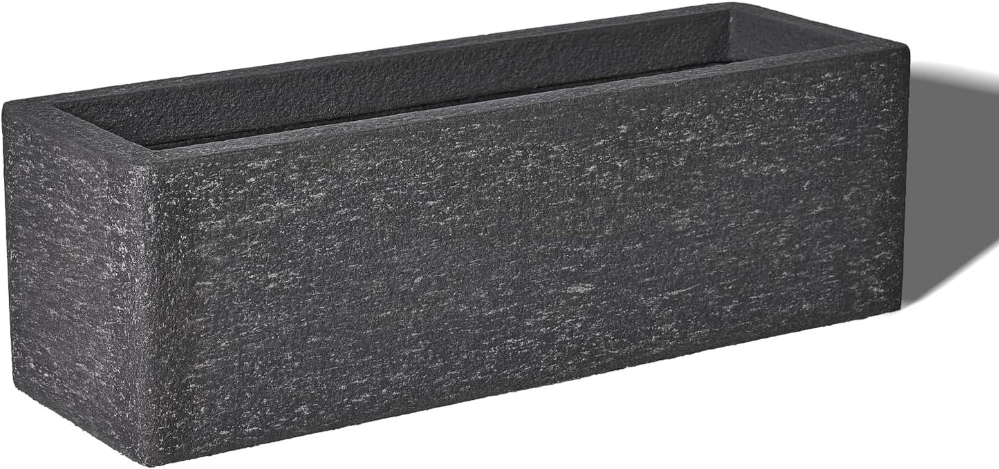 24 Inch Rectangular Concrete Planter,Durable All-Weather Use with Drainage Holes,Large Rectangular Planter for Outdoor Indoor Plants