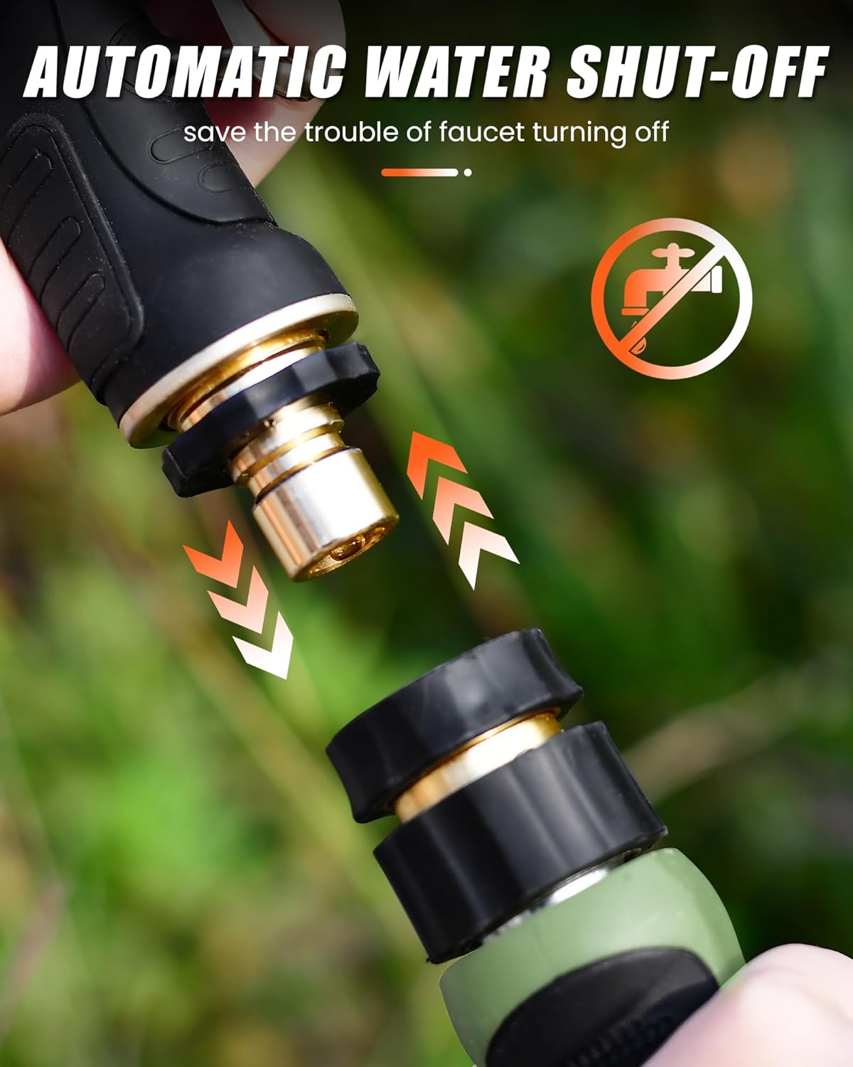 RAINPOINT Garden Hose Nozzle, Hose Sprayer Nozzle with 9 Spray Patterns, High Pressure Water Hose Nozzle Heavy Duty Metal Hand Sprayer, Watering Plants and Lawn,Orange