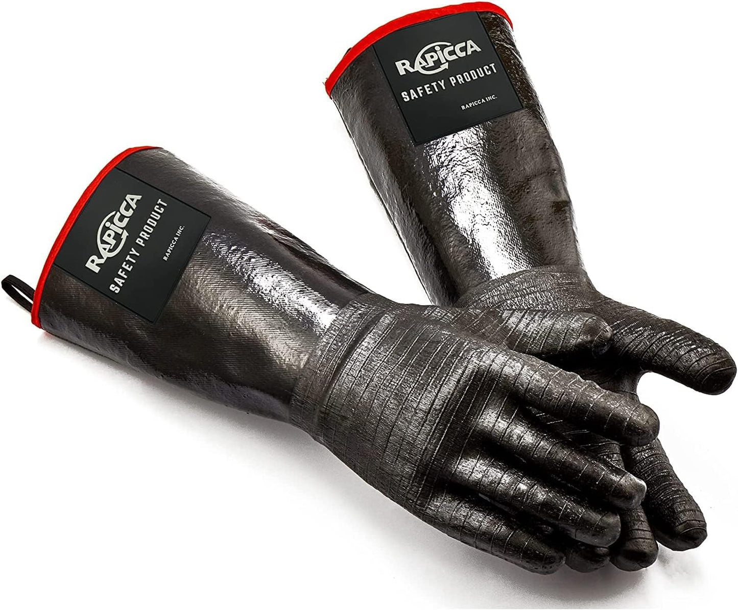 RAPICCA 700°F Heat Resistant BBQ Grill Gloves: Oil Resistant Waterproof for Smoking Grilling Cooking Barbecue Deep Frying Turkey Rotisserie Handling Hot Greacy Meat Stocking Stuffers - Long Sleeve