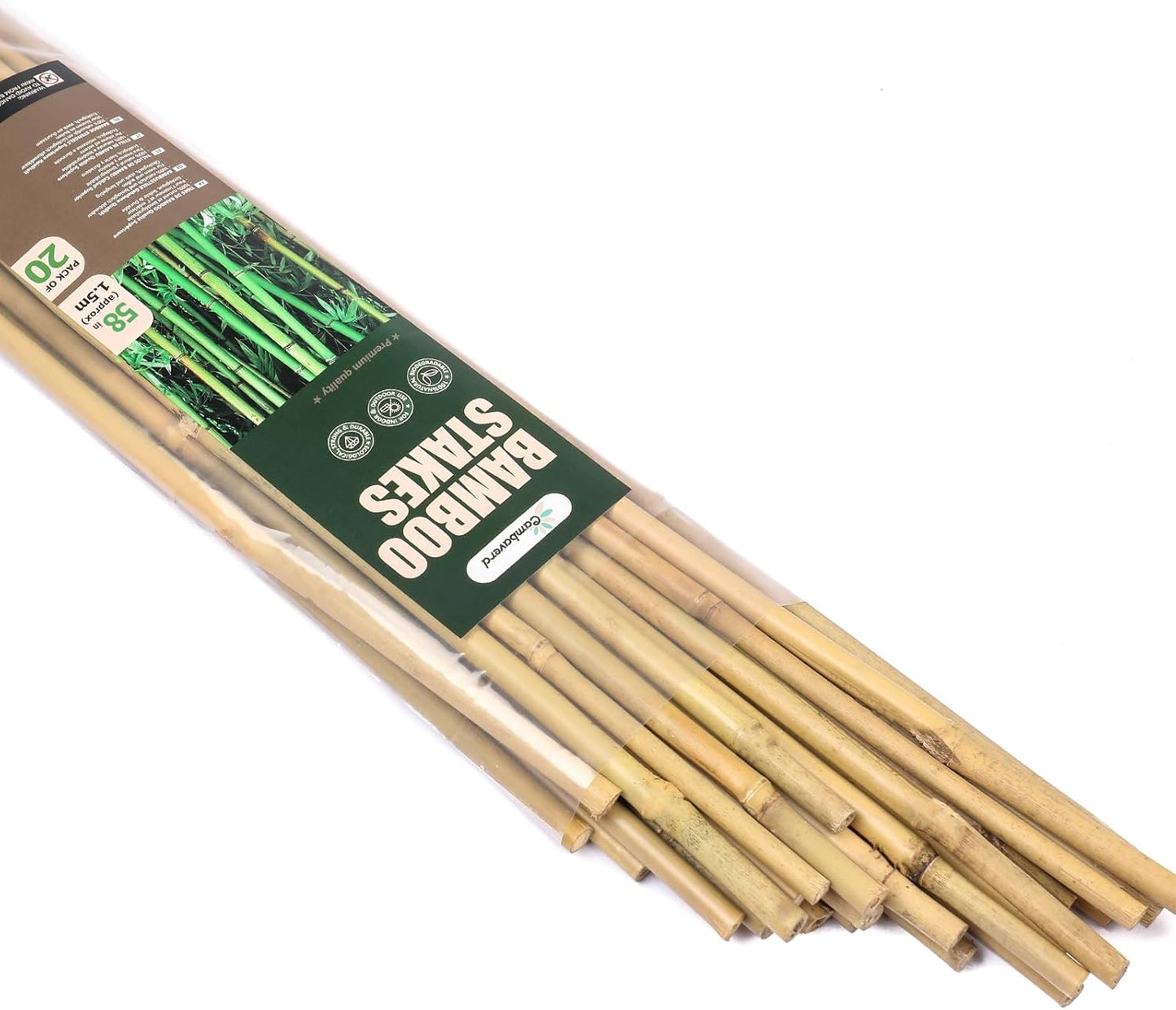 Bamboo Stakes for Plants, Natural Bamboo Plants Stakes 5 Feet, Garden Stakes for Climbing Plants Tomatoes, Beans, Potted Plants - 20Pcs Bamboo Poles (58in, Approx 5FT)