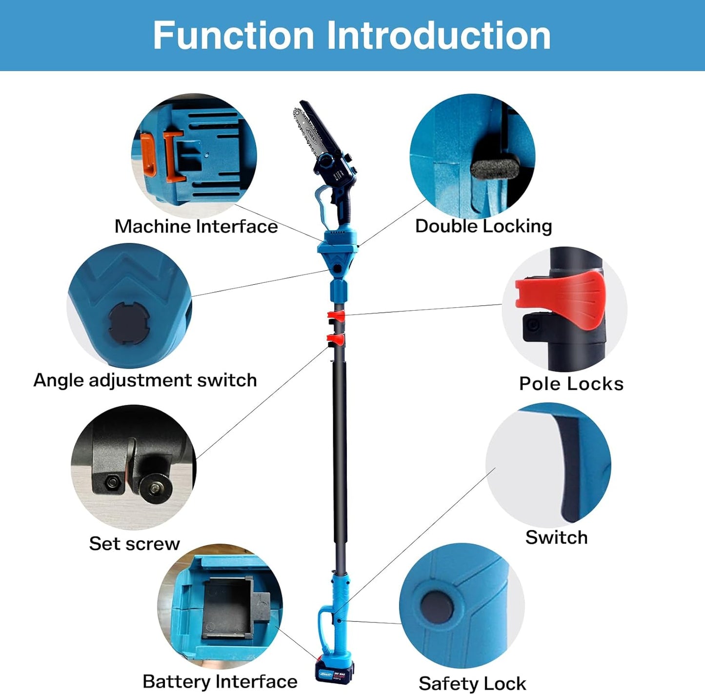 3-in-1 Pole Pruning Shears, Electric Pruning Shears & pole saws for tree trimming with 15.3ft Reach Pole,Cordless Pole Shears and Battery Pole Saw with 2 Pack 20V 4.0Ah Battery for Tree