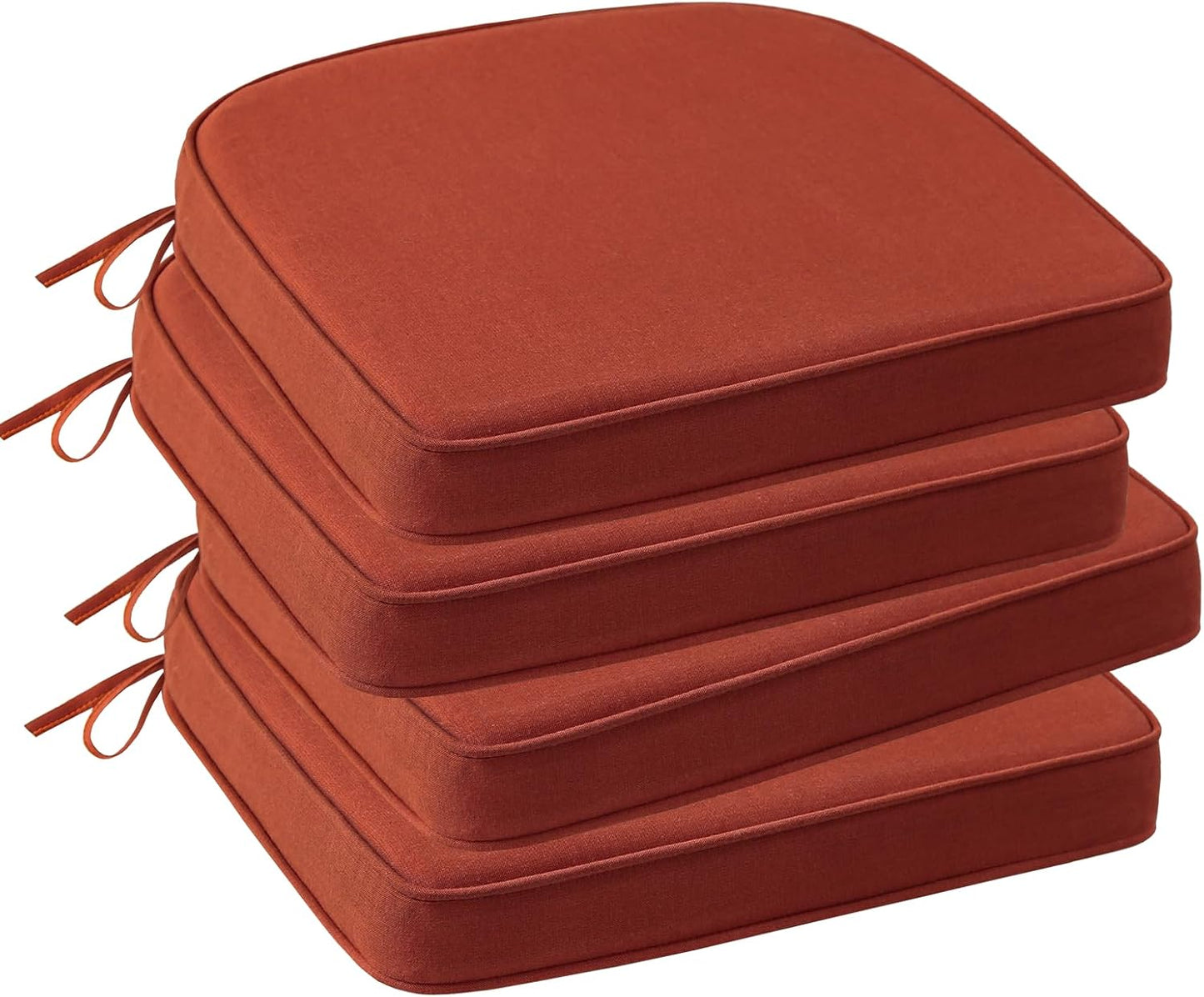 Outdoor Sunbrella Round Corner Seat Cushion, 17"x16"x2", Set of 4, Non Slip Seat Cushion Pads with Removable Cover for Patio Furniture, Garden Yard Lawn, Spectrum Grenadine