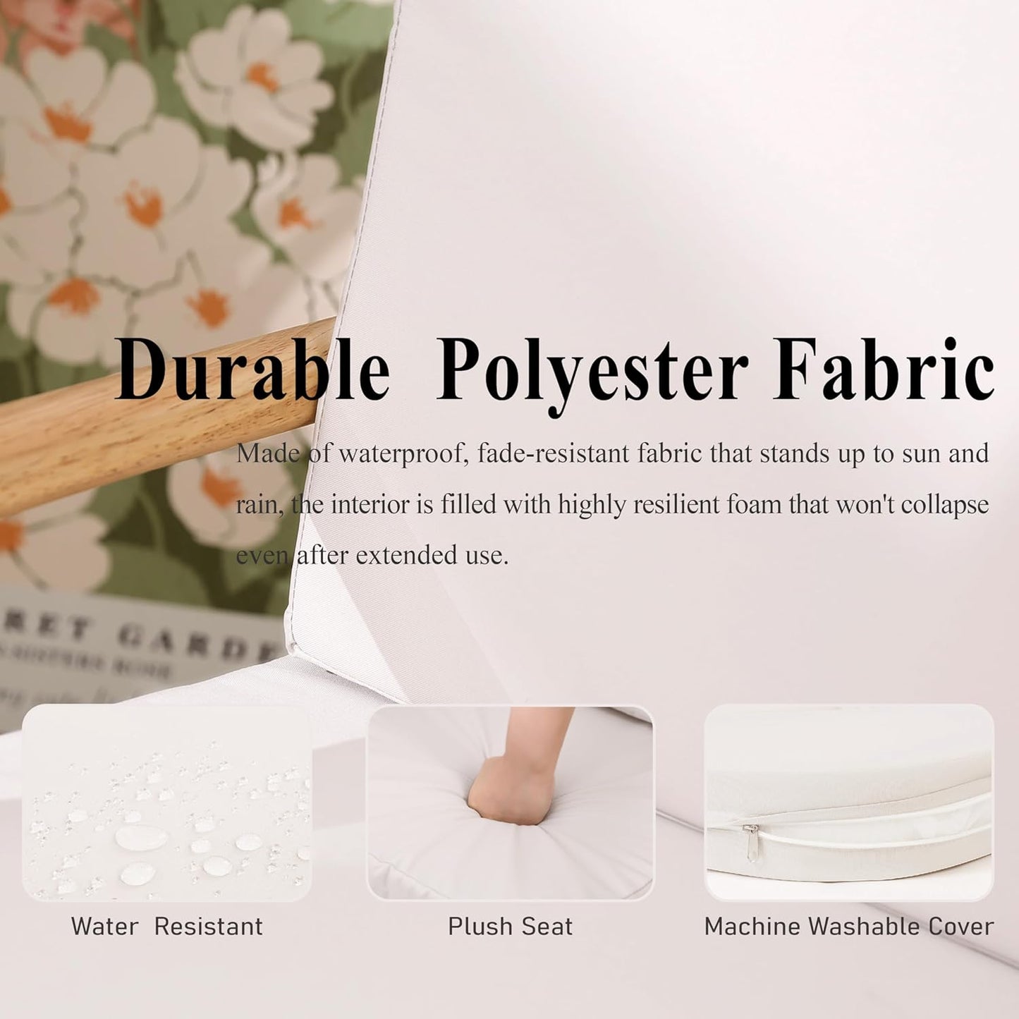 Outdoor Chair Cushions Set of 2, Waterproof Foam Patio Seat Cushions with Ties for Garden Sofa & Dining Furniture, 3-Year Color Fastness, 16x17x2 Inch, Grey