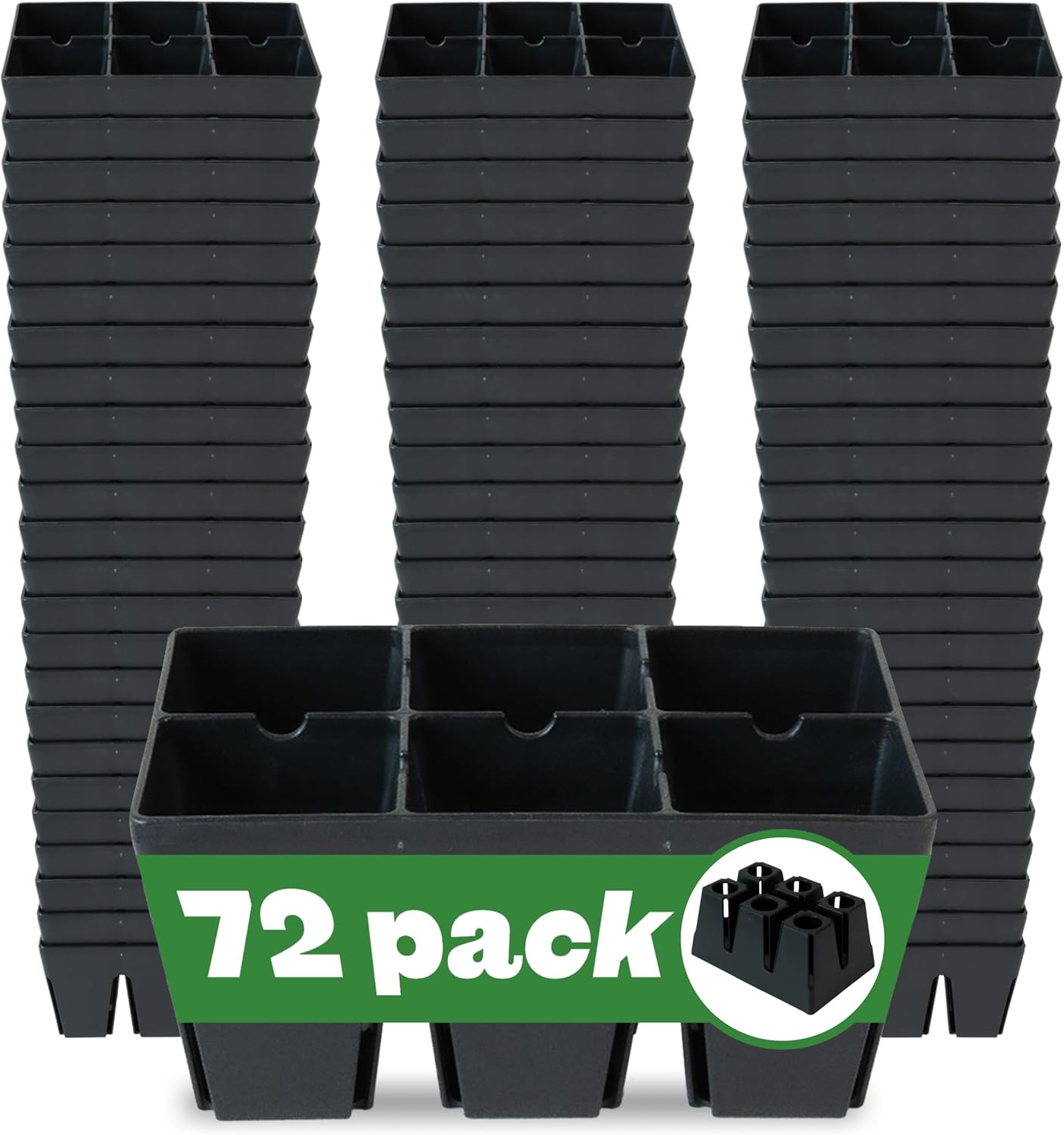 Epic Gardening Reusable Seed Starter Tray - 6 Cell/72 Seedling Starter Trays - Easy Watering, Indoor Greenhouse, Plant Starter, Gardener-Friendly for Seedlings | UV-Treated & BPA-Free - Black