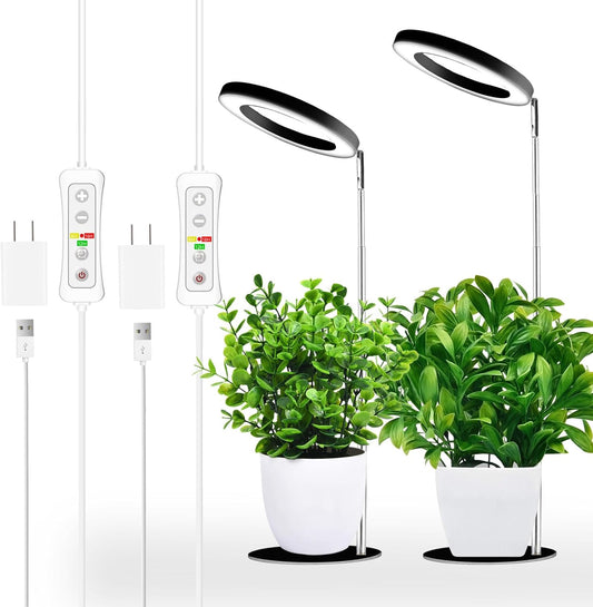 yadoker 144 LEDs Full Spectrum Plant Grow Light for Indoor Plants，Height Adjustable, 6.3" Aluminum Housing,Automatic Timer with 8/12/16 Hours,10-Level Brightness,Ideal for Small and Medium Plant Grow