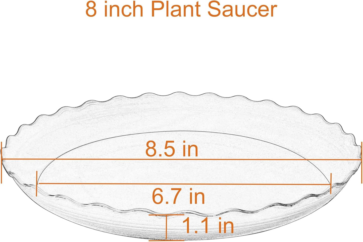 6 Pack Plant Saucer 8 inch, Heavy Duty Plastic Plant Water Tray, Planter Saucers, Flower Pot Tray Water Trays for Plant Pots (White)