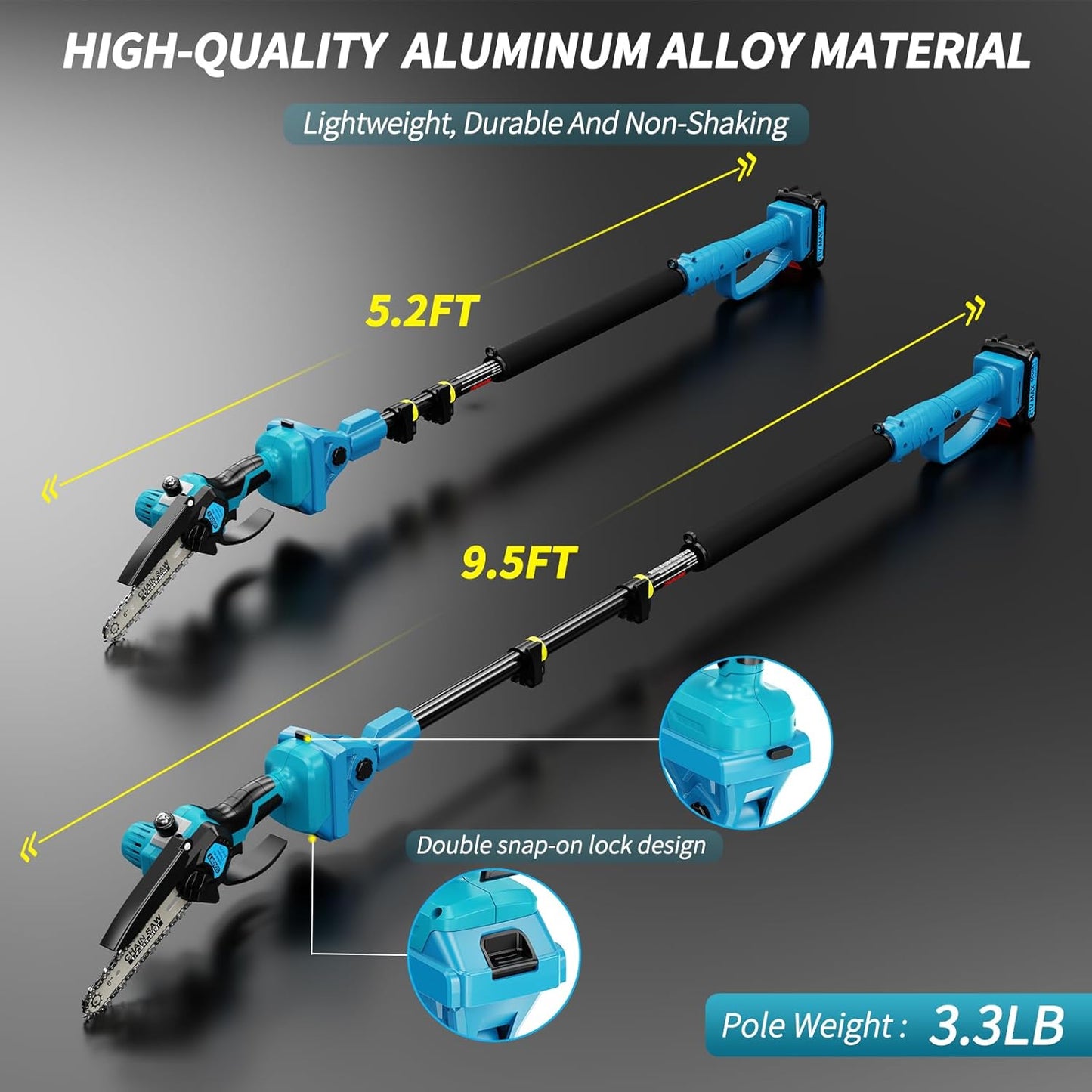 2-in-1 6 In Mini Chainsaw & Electric Pole Saw, Electric Pole Saws for Tree Trimming, 21V Cordless Battery Chainsaw Powered with 2 Batteries, Auto-oil, Chain saw for Tree Pruning/Wood Cutting