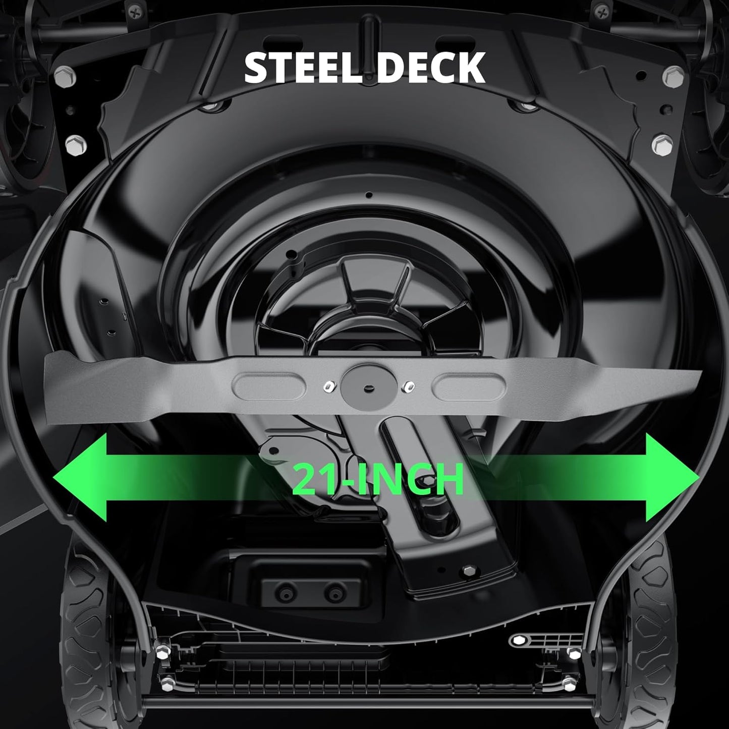 Gas Lawn Mower, 170cc OHV Engine with Forced Air Cooling, 21" Steel Deck, 3-in-1 Mulching/Bagging/Side Discharge, 6 Cutting Heights, 1.4-Bushel Grass Catcher, Self-Propelled