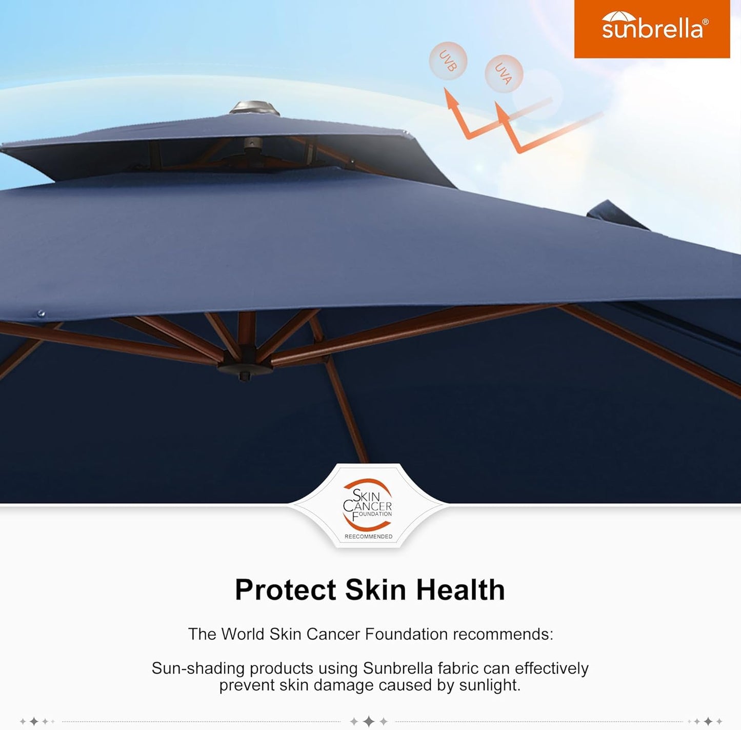 PURPLE LEAF Umbrella 9' X 12' Double Top Deluxe Rectangle Patio Umbrellas Offset Hanging Umbrellas Cantilever Umbrella, Spectrum Indigo