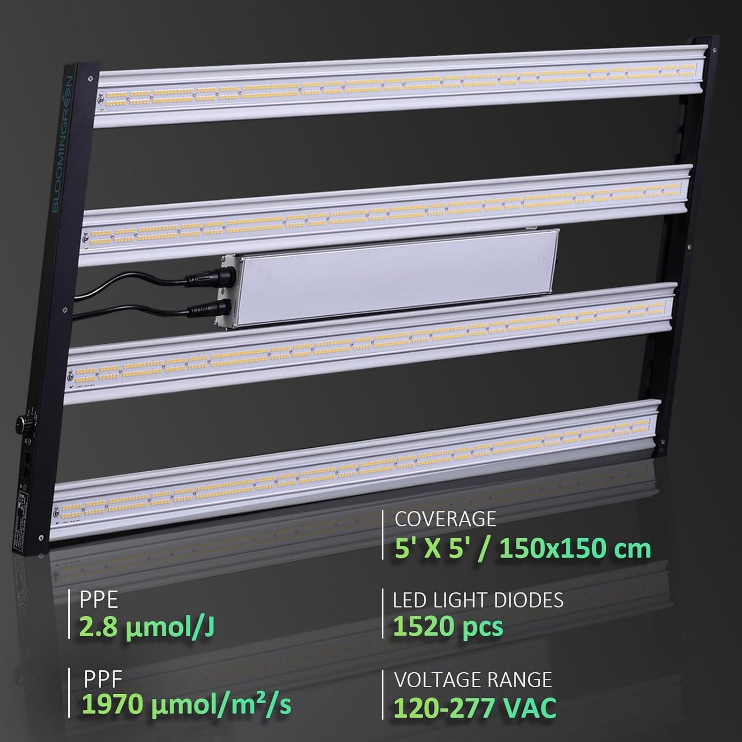 BLOOMINGREEN 480W LED Grow Light for Indoor Plants Full Spectrum,with Samsung LM301B Diodes,Daisy Chain,Dimmable Plant Growing Light for Commercial Growing Farm Greenhouse Grow Tent,Coverage 4X4ft