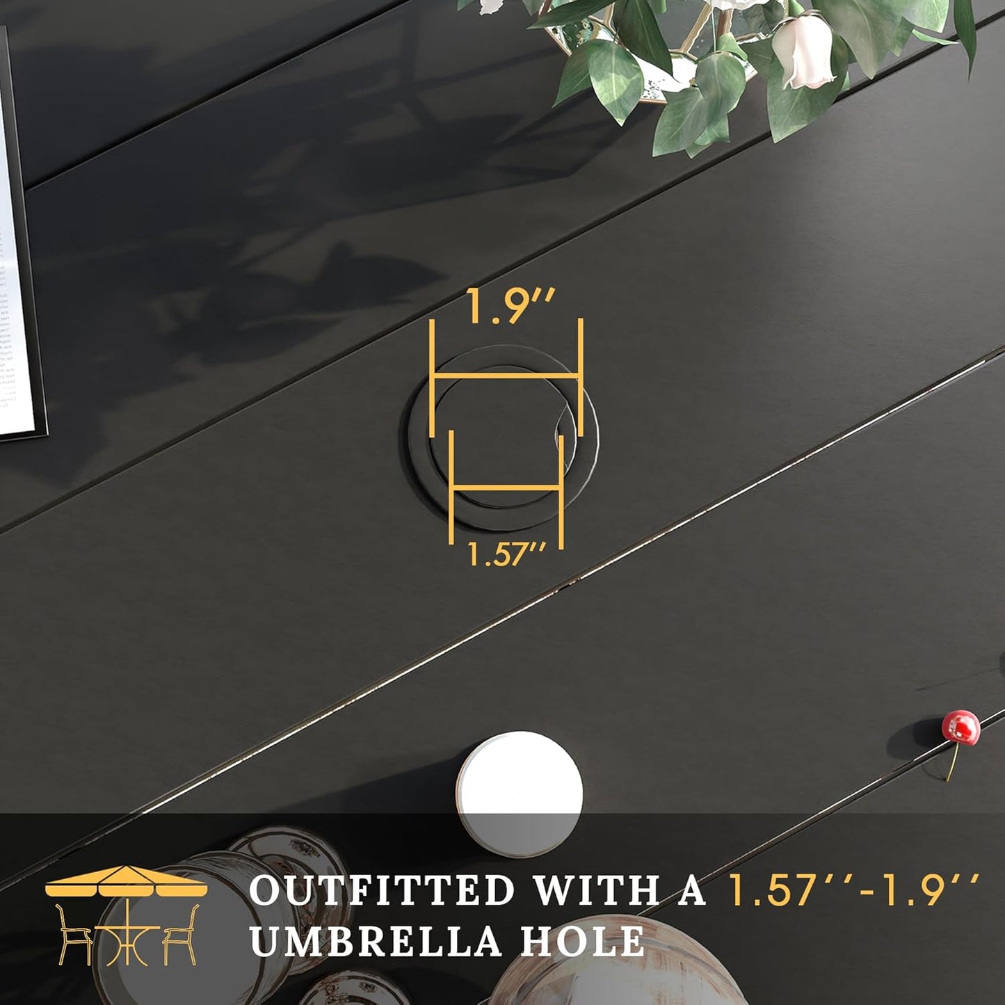 VICLLAX 11 Pieces Patio Dining Set for 10, Outdoor Furniture Set Includes 60" Round Outdoor Table and 10 Lawn Stackable Chairs, Black Tabletop and Grey Fabric