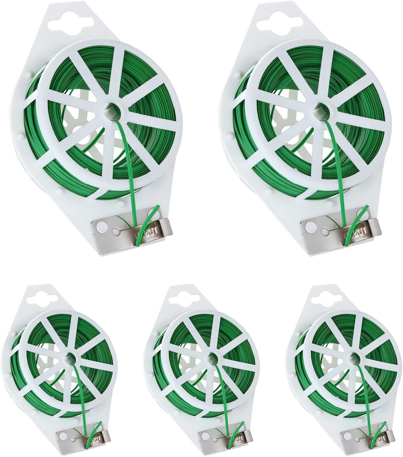 5 Roll 1640Ft (500m) Garden Plant Twist Ties, Green Garden Twist Tie Roll, Plant Wire Ties with Cutter for Gardening, Home, Office, Multi - Function Cable Tie with Plastic Coated Wire