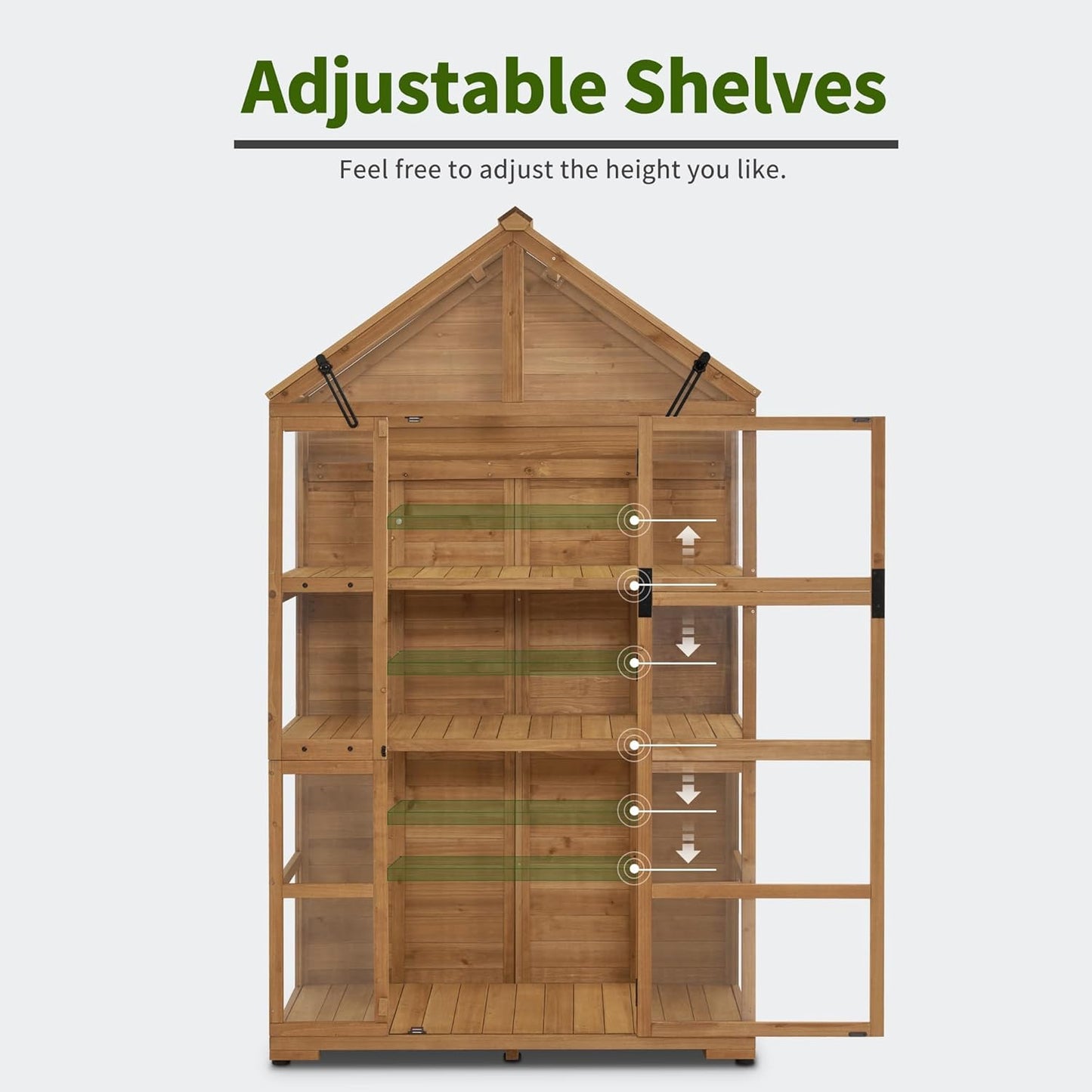 MCombo Wooden Greenhouse Outdoor with Openable Roof Vent and Adjustable Shelves, 0826 (Natural)